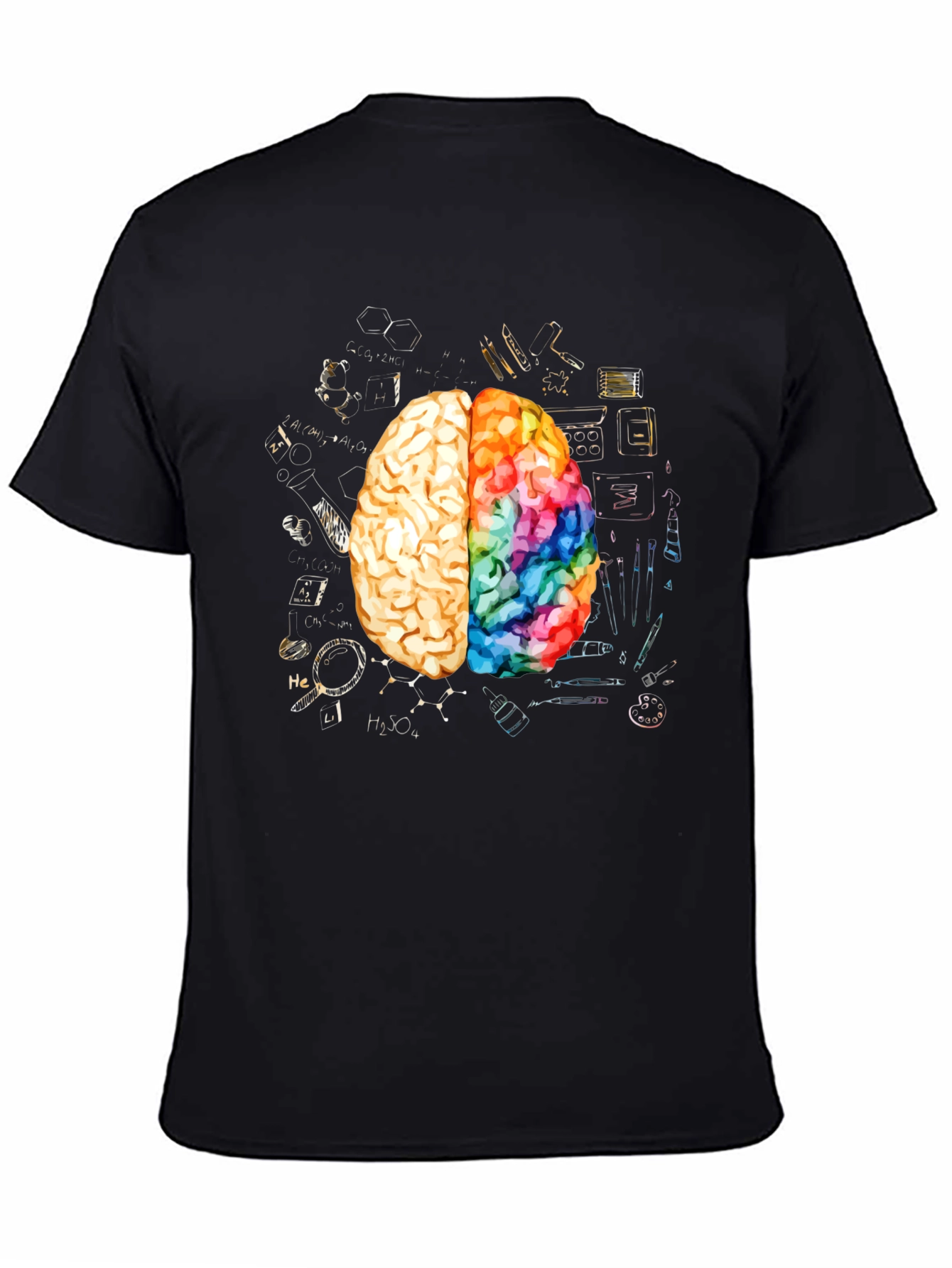 Black Creative Brain Graphic Tee - Artistic Mind T-Shirt view 4