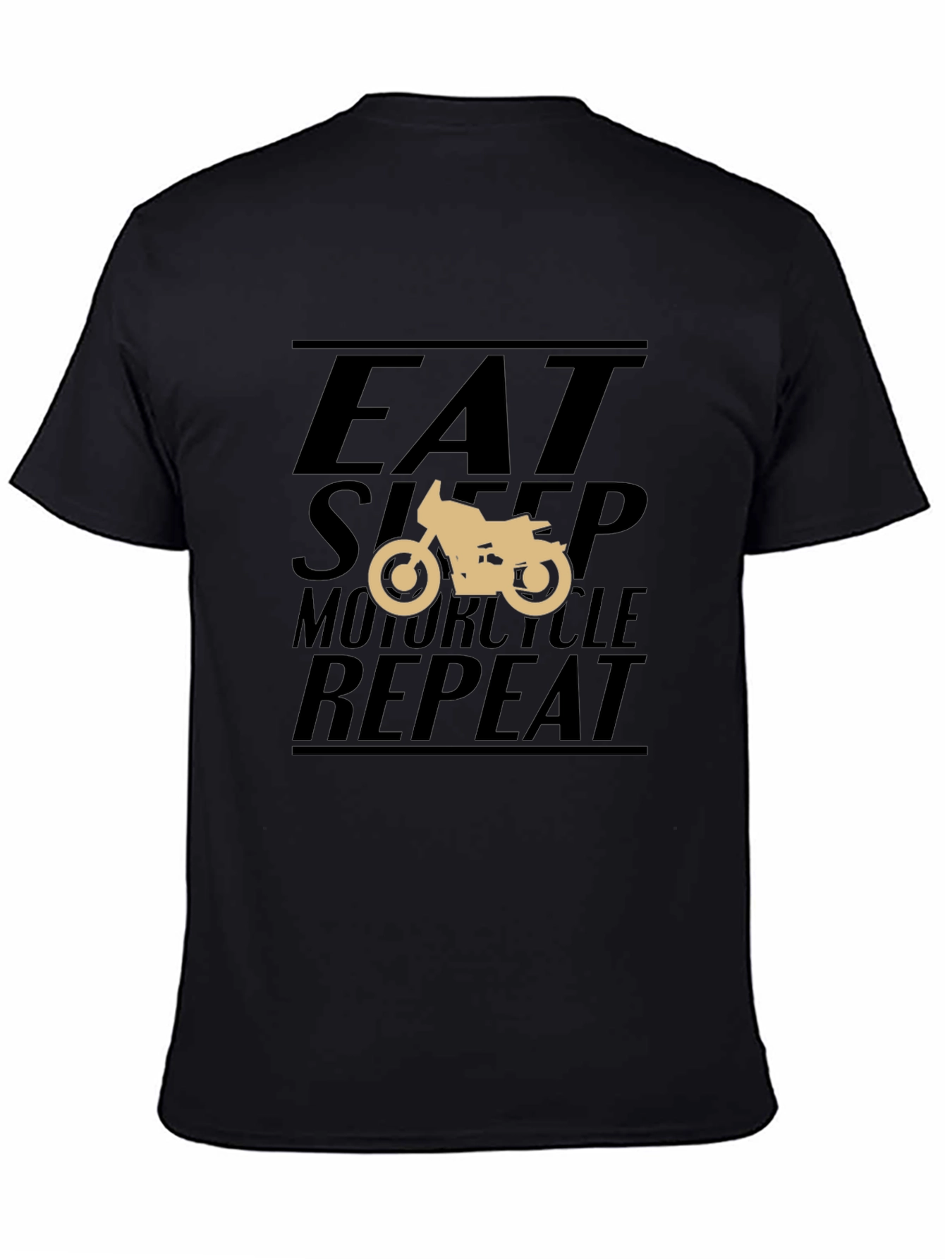Black Eat Sleep Motorcycle Repeat Black T-Shirt view 4