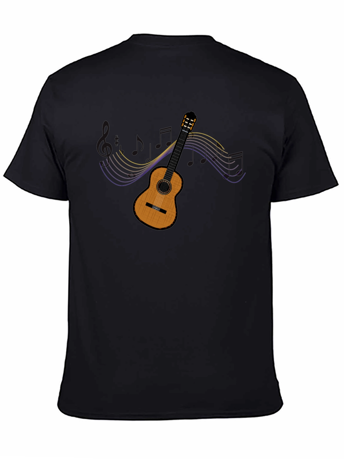 Black Guitar Music T-Shirt - Classic Style view 4
