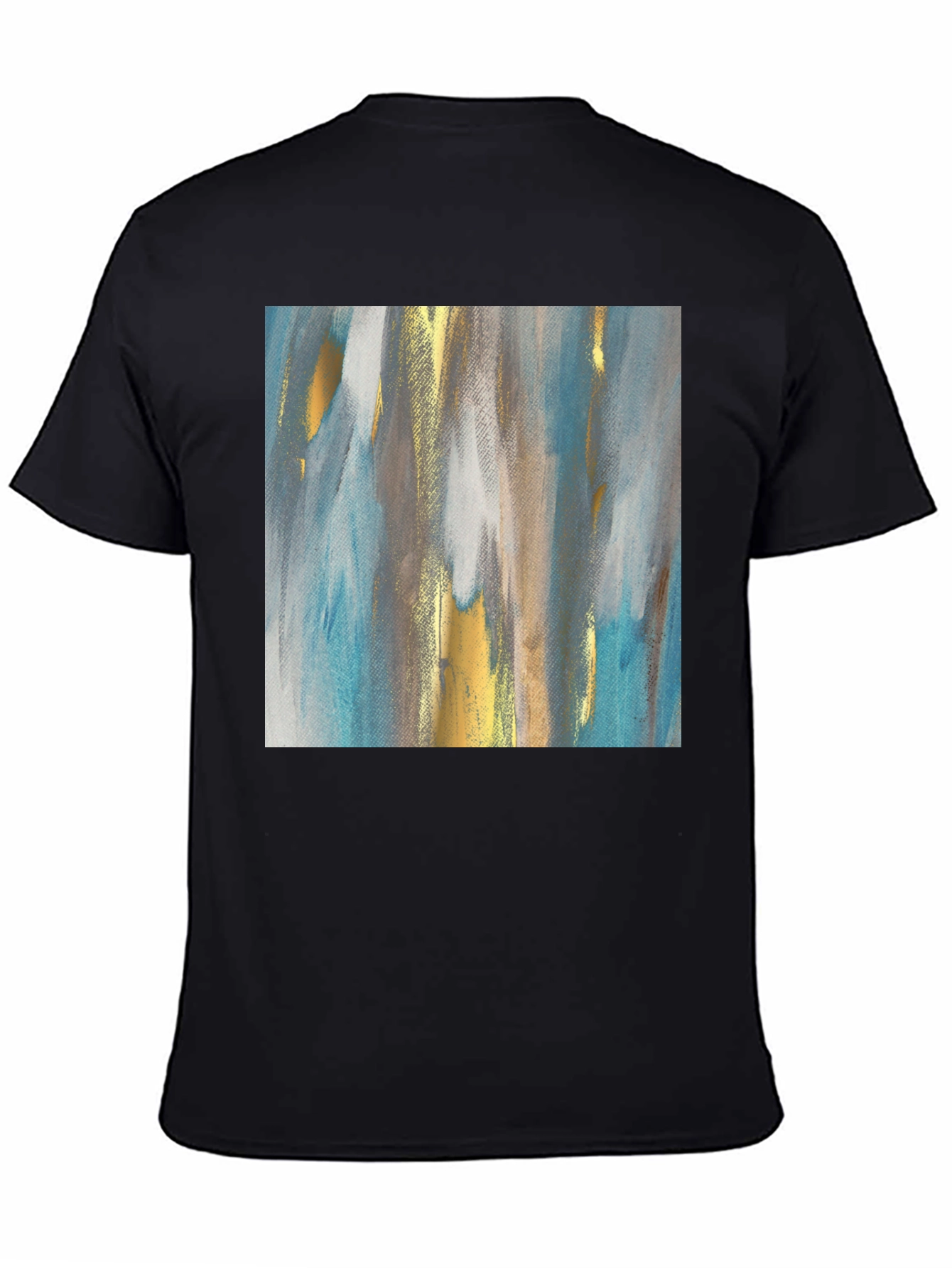 Black Abstract Art Tee - Modern Design Crew Neck T-Shirt view 4