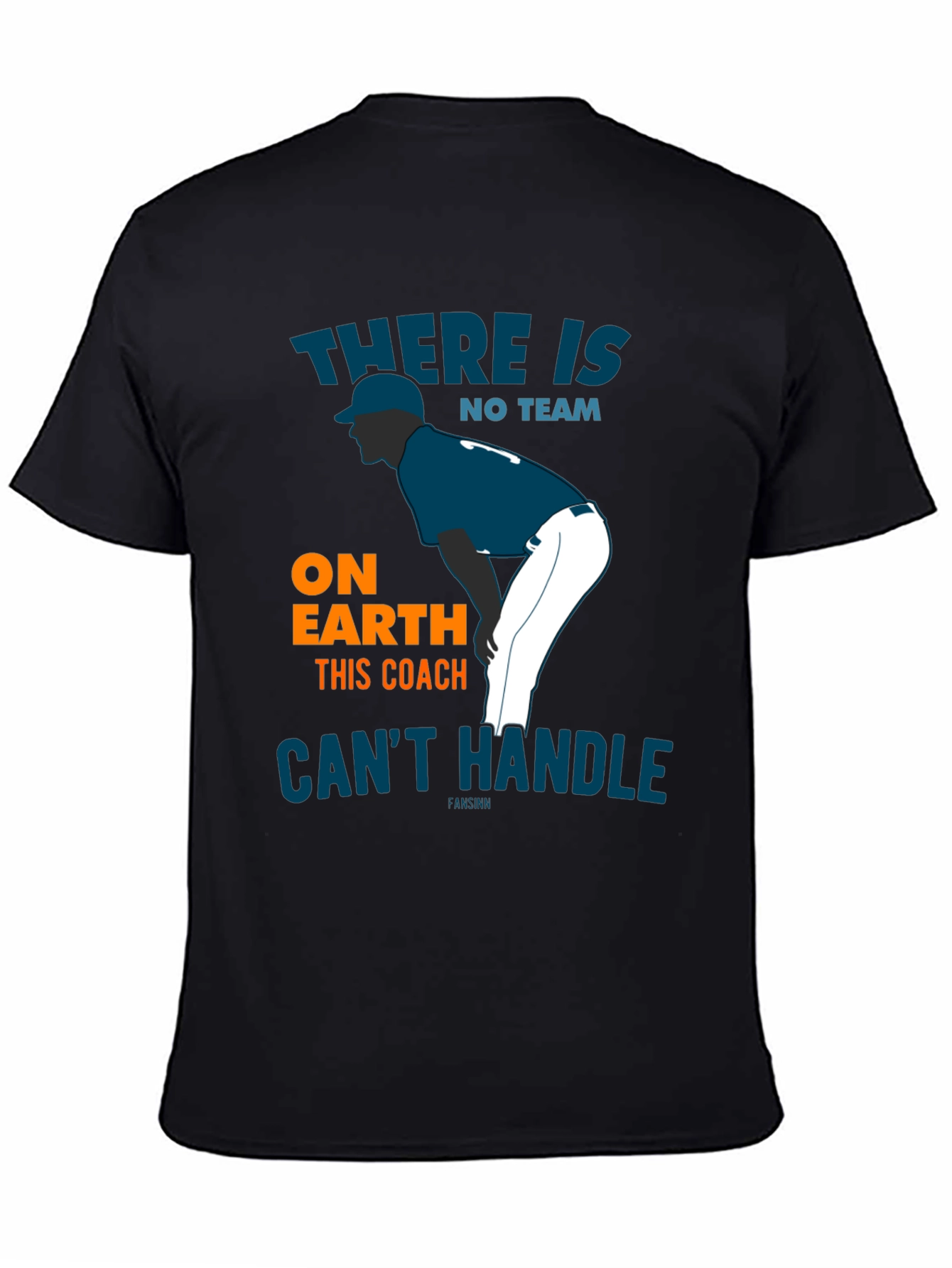 Black Baseball Coach T-Shirt - "No Team" Graphic Tee view 4