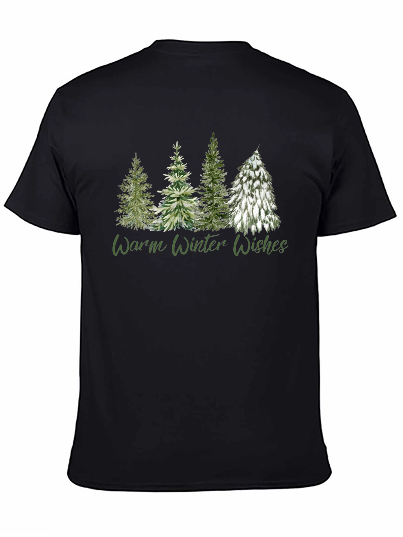 Black Warm Winter Wishes Tree Graphic Tee view 4
