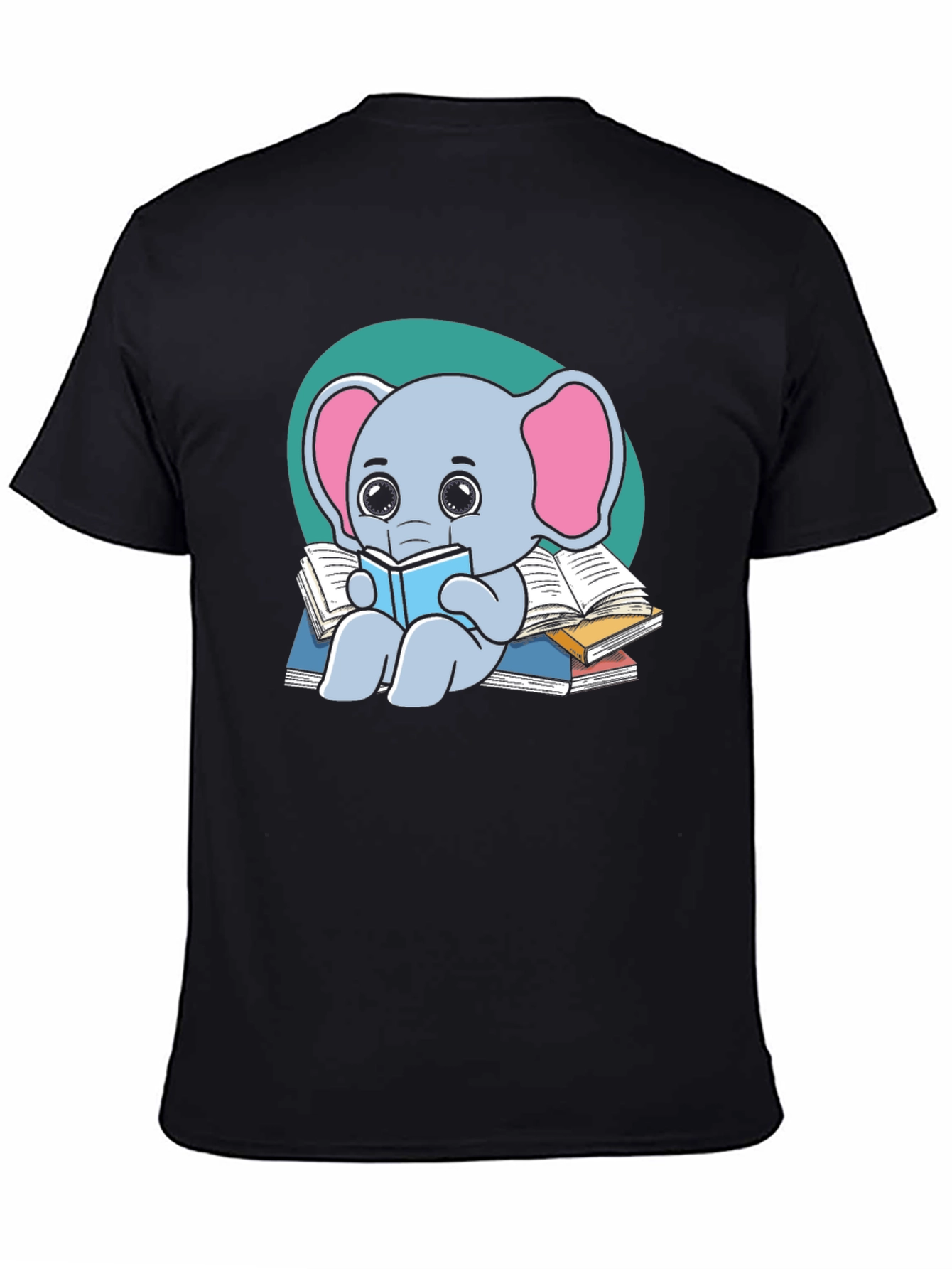 Black Reading Elephant T-Shirt view 4