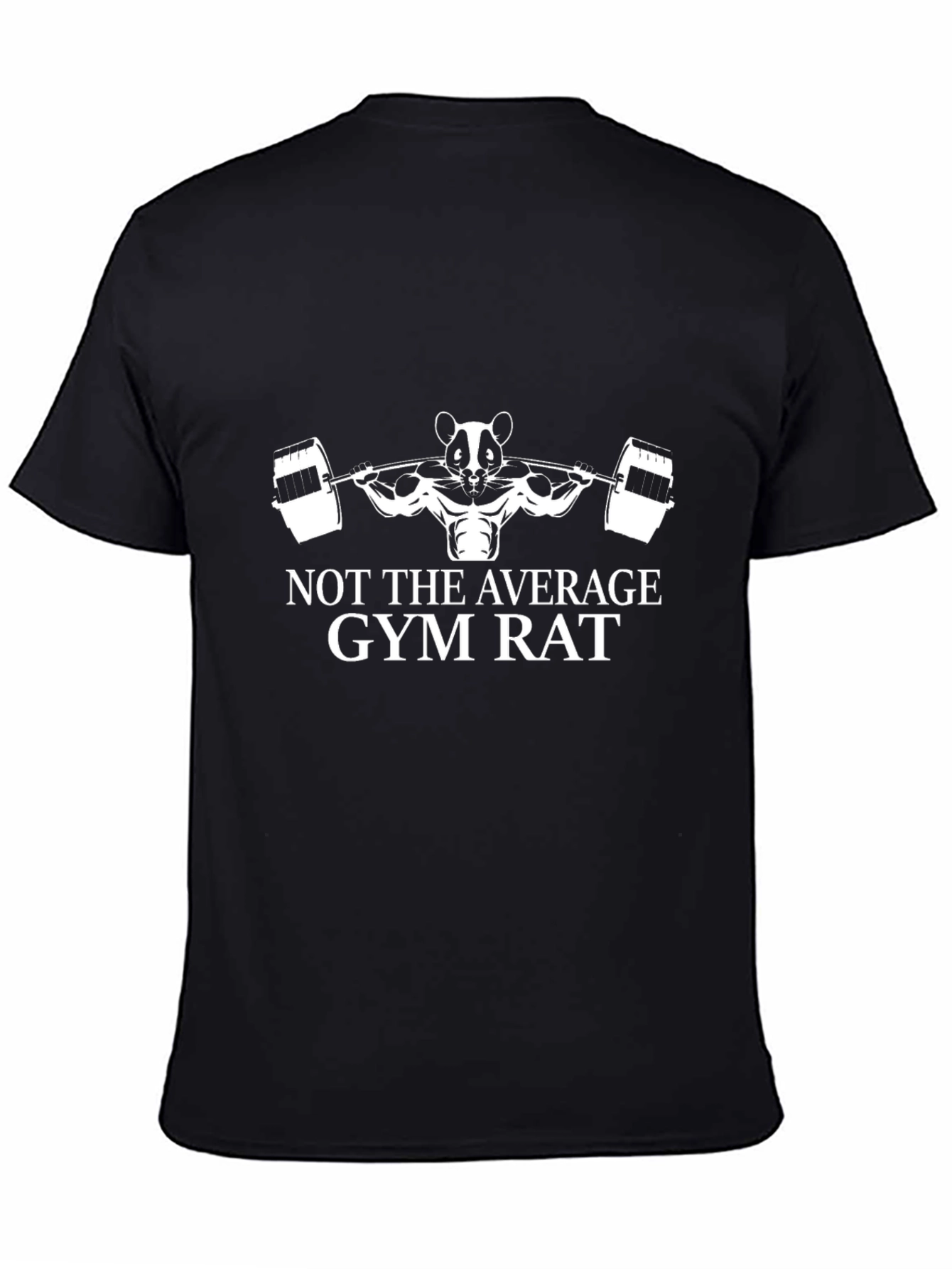 Black Gym Rat Tee - Black Cotton Graphic T-Shirt view 4