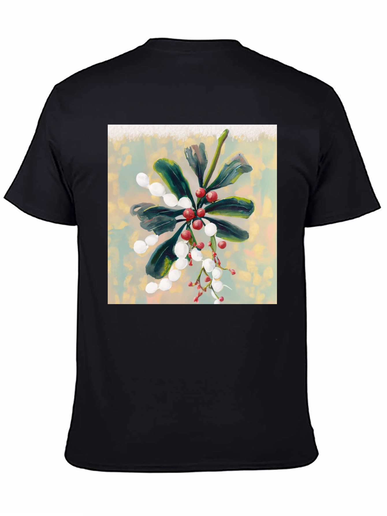 Black Botanical Berry Art Print Tee view 4