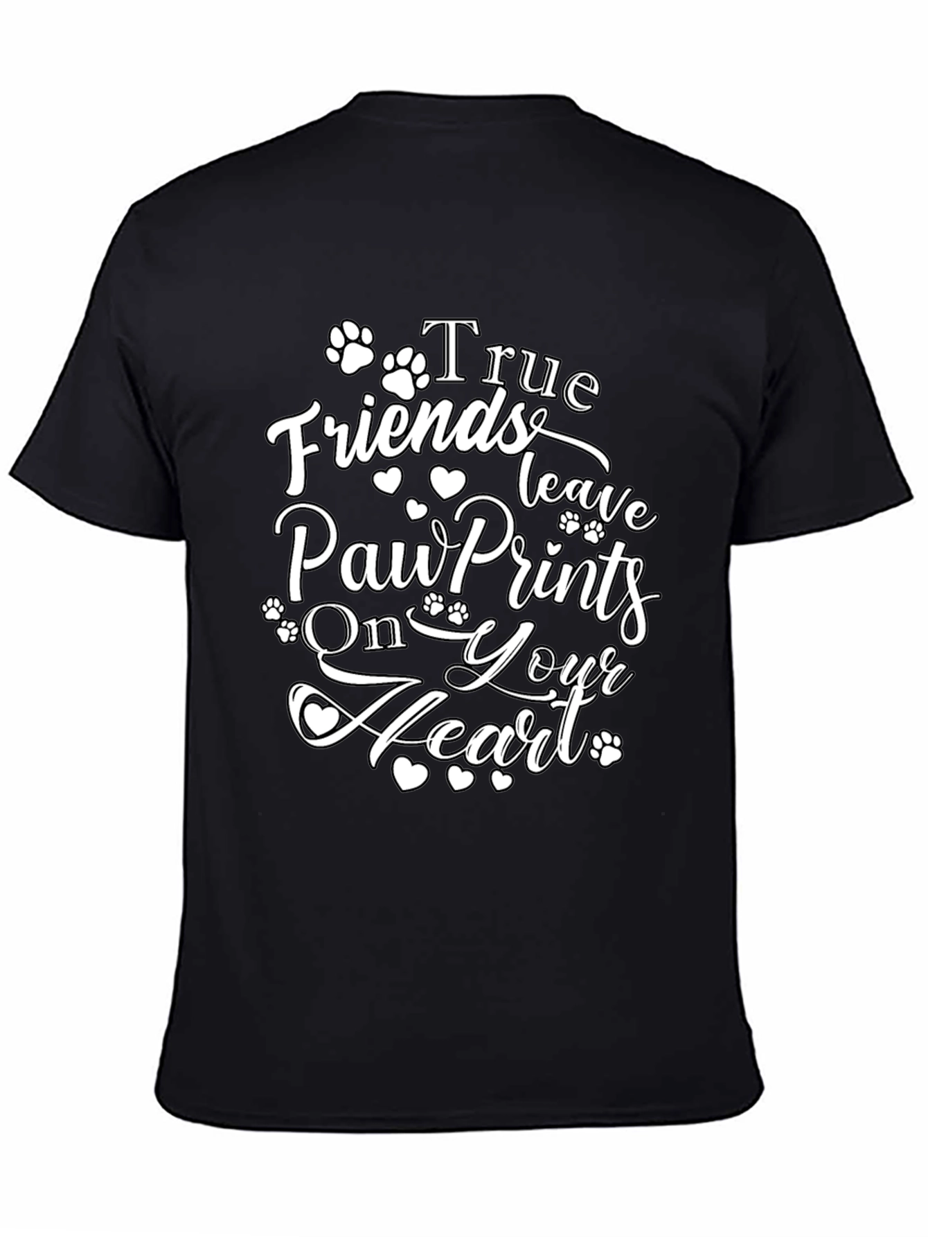Black True Friends Dog Paw Print T-Shirt - Heartfelt Graphic Tee view 4