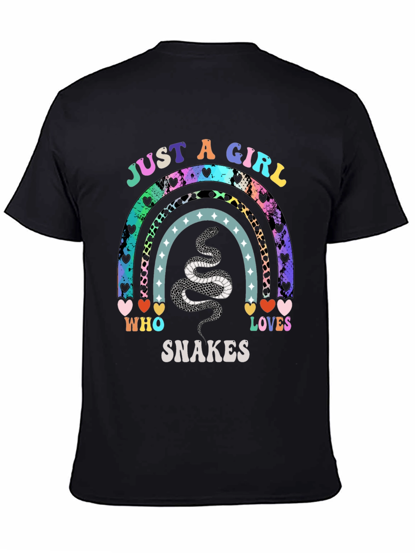 Black Just A Girl Who Loves Snakes T-Shirt view 4