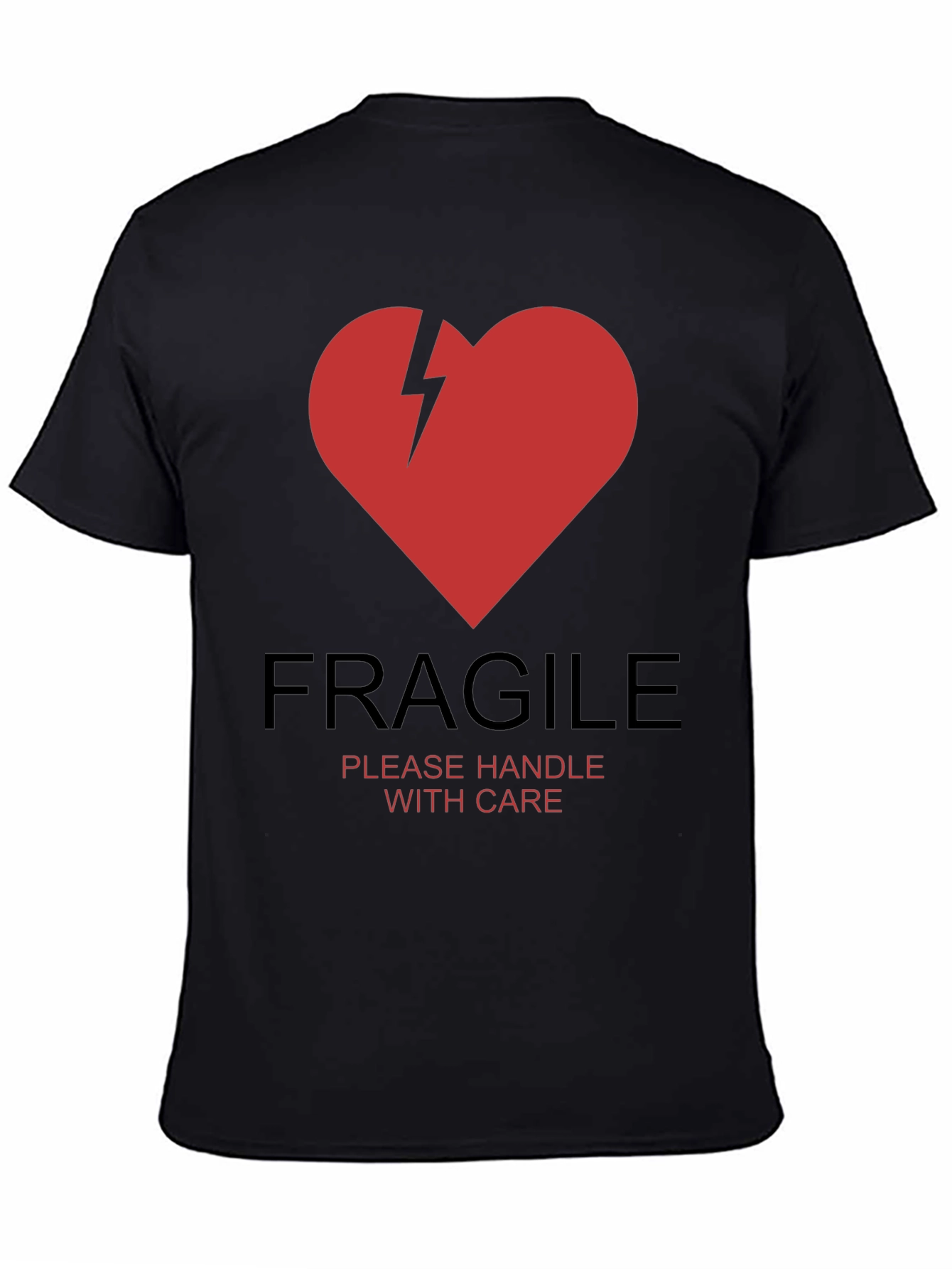 Black Fragile Heart Graphic T-Shirt - Handle With Care view 4