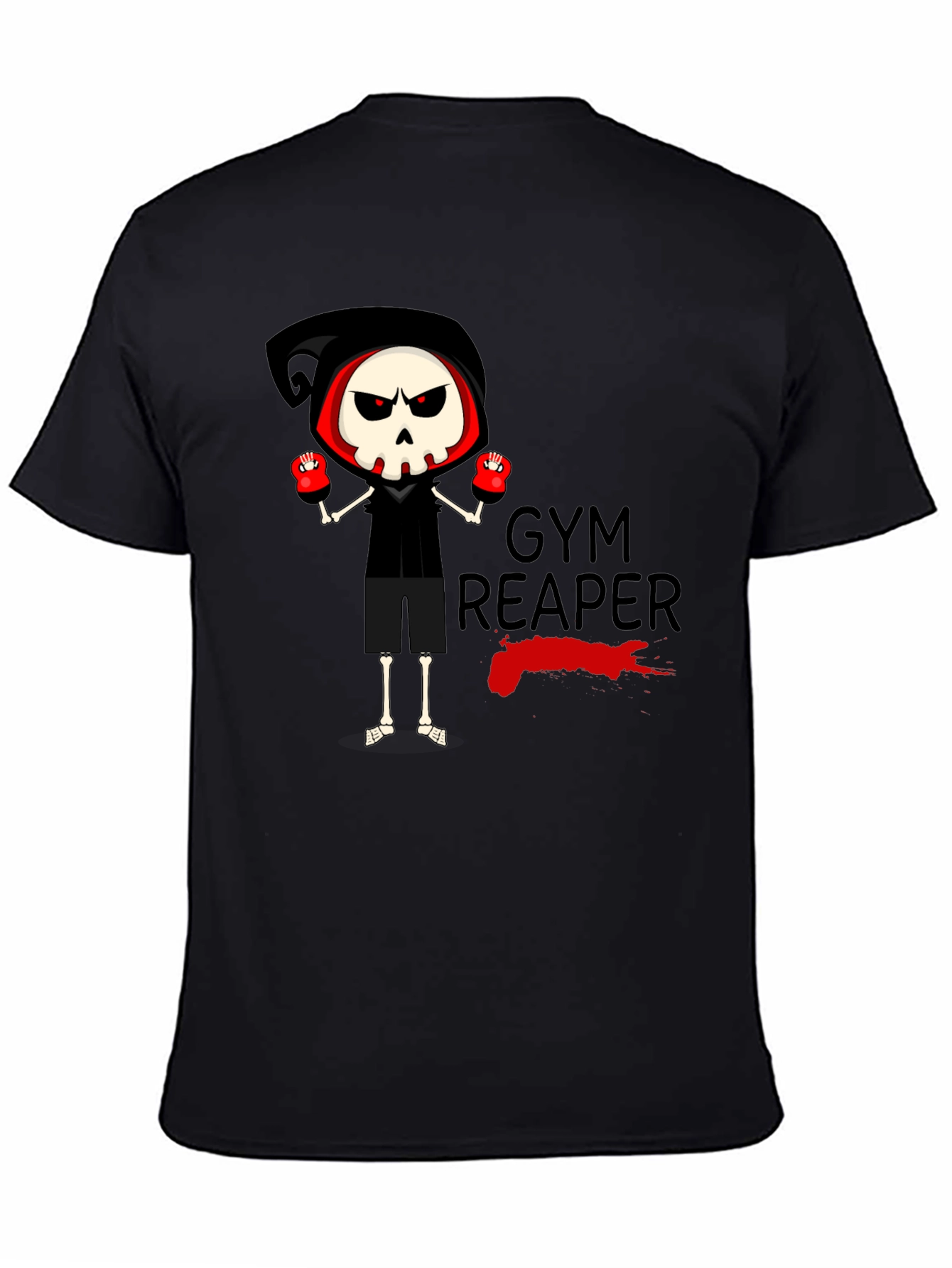 Black Gym Reaper Graphic Tee - Skeleton Boxer Design view 4