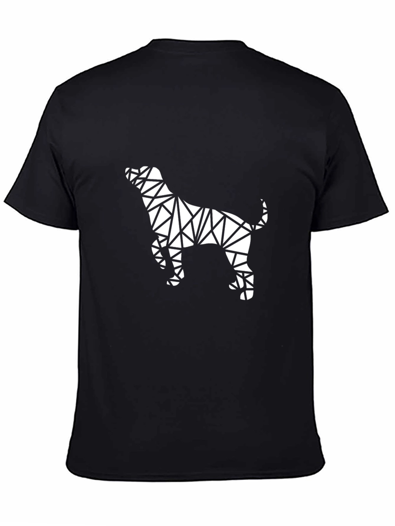 Black Geometric Dog Graphic Tee - Modern Black T-Shirt view 4
