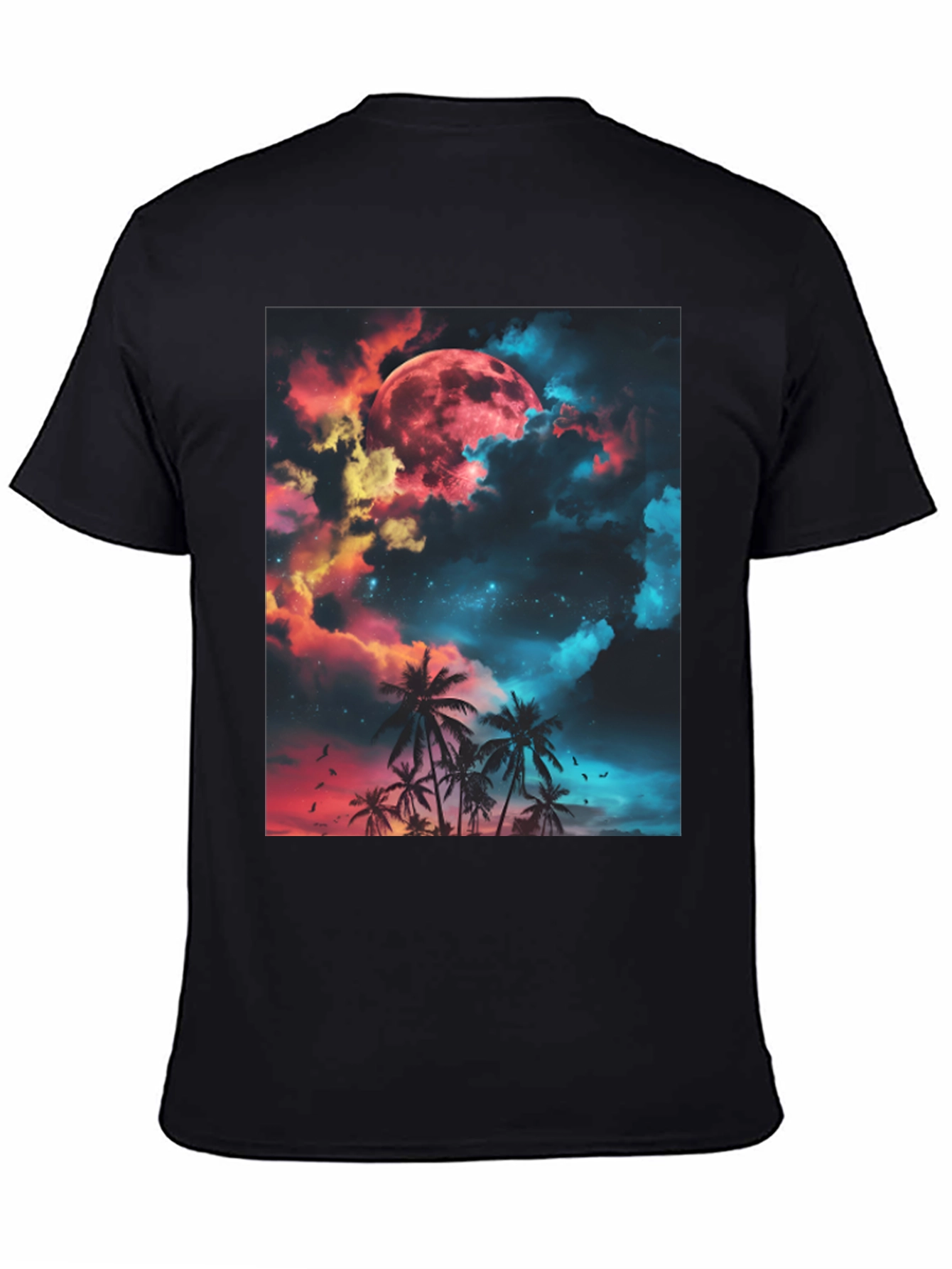 Black Tropical Moon Graphic T-Shirt view 4