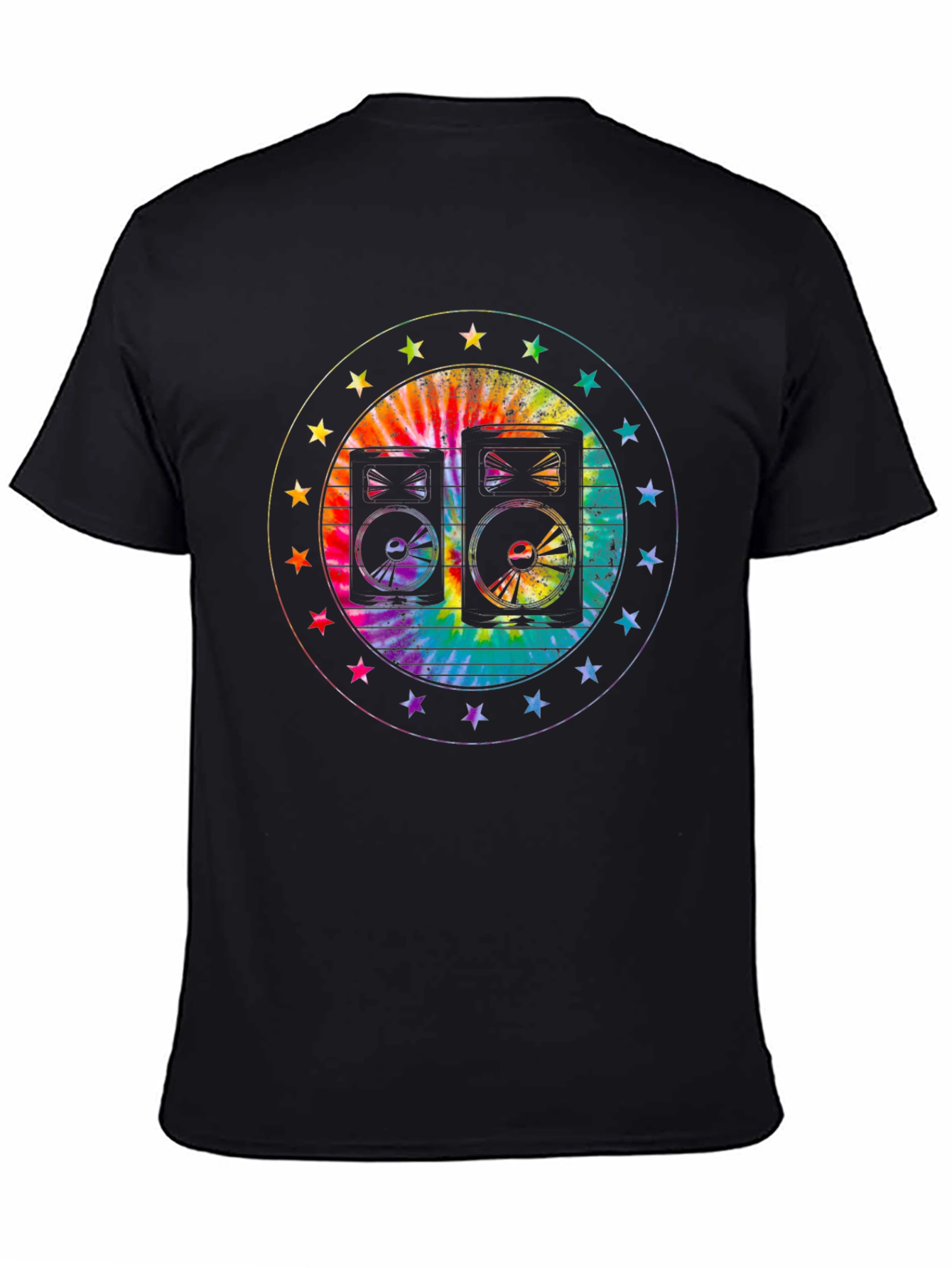 Black Retro Speaker Tie-Dye Graphic Tee view 4