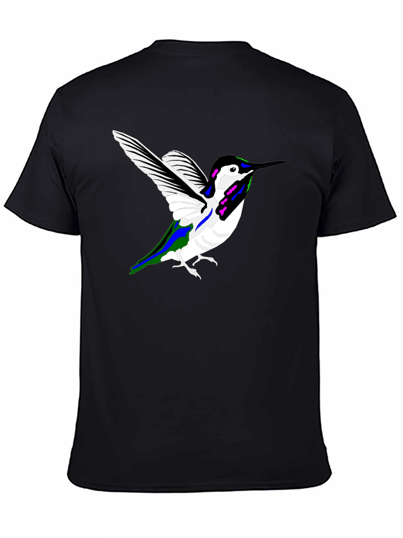 Black Hummingbird Graphic Tee - Black Cotton Casual Shirt view 4