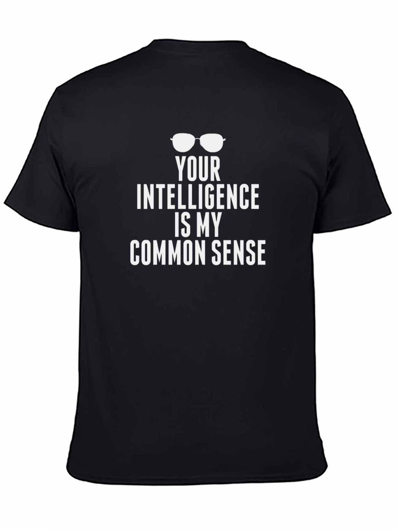 Black Funny Intelligence Common Sense Graphic T-Shirt view 4