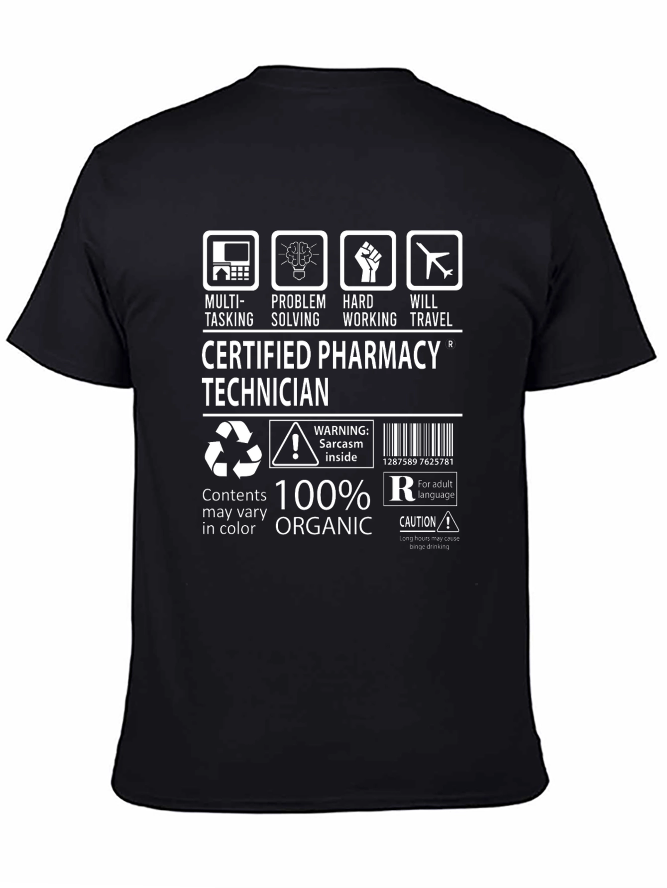 Black Certified Pharmacy Technician T-Shirt view 4