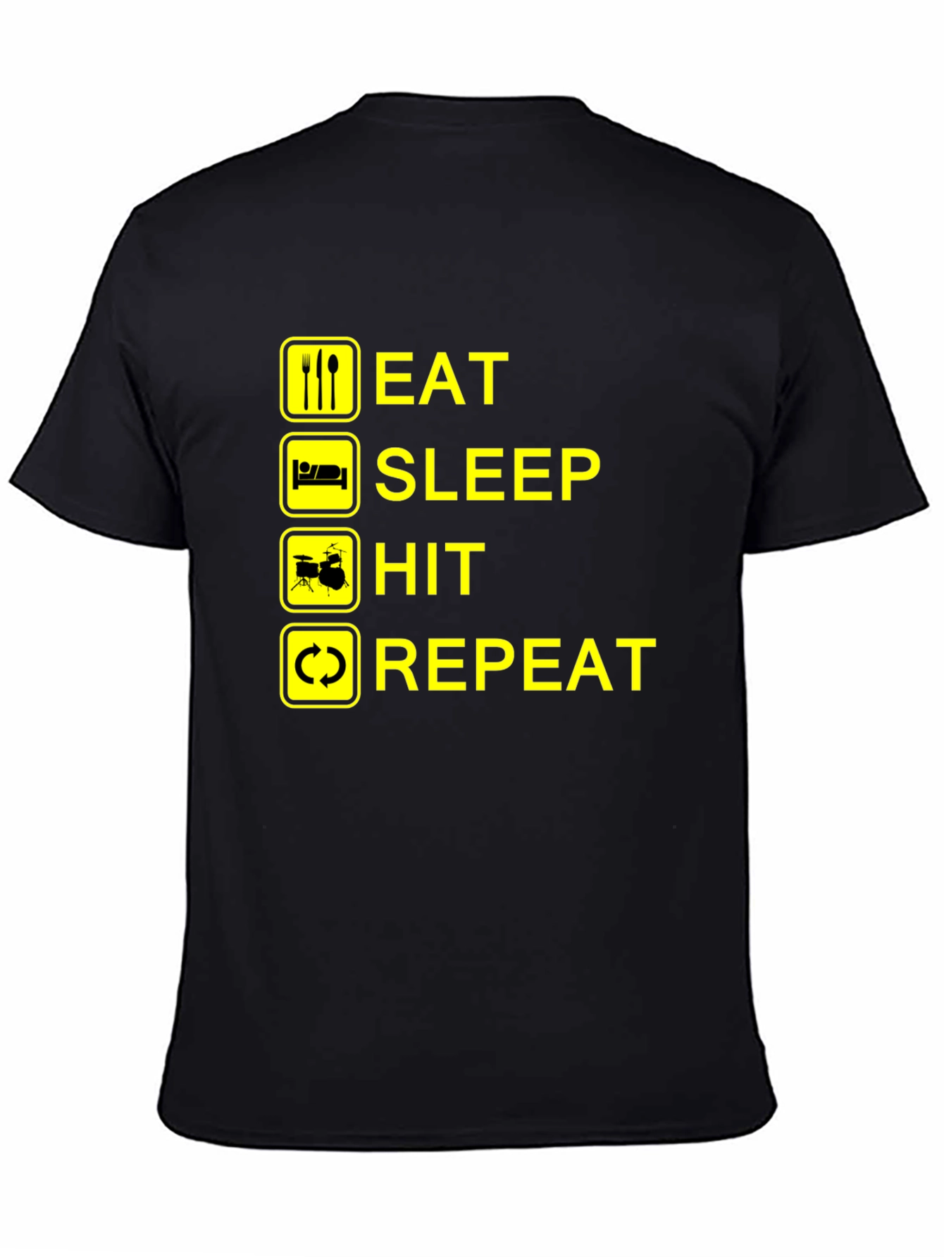 Black Eat Sleep Hit Repeat Drummer T-Shirt view 4