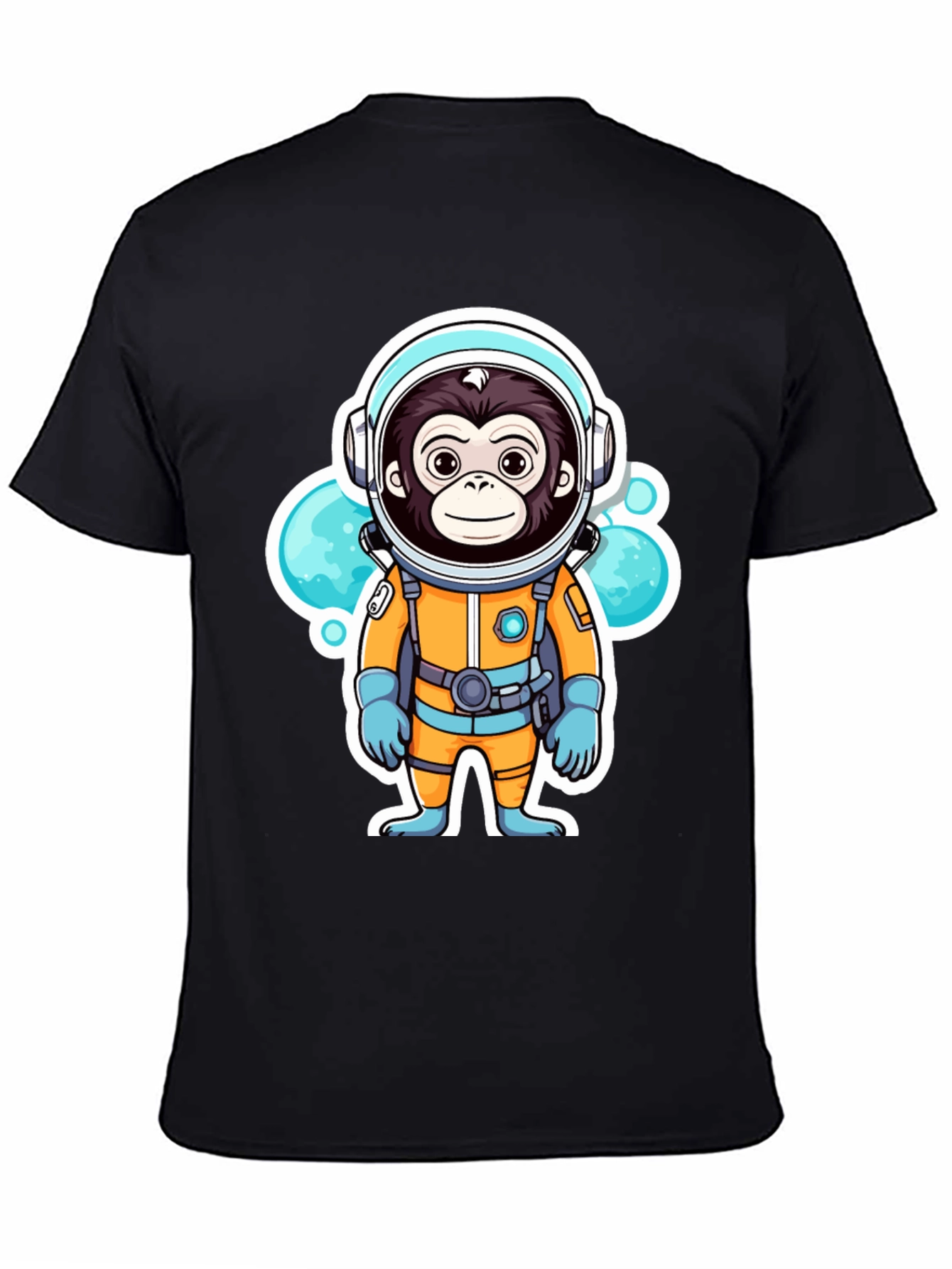 Black Monkey Astronaut T-Shirt - Space Adventure Graphic Tee view 4