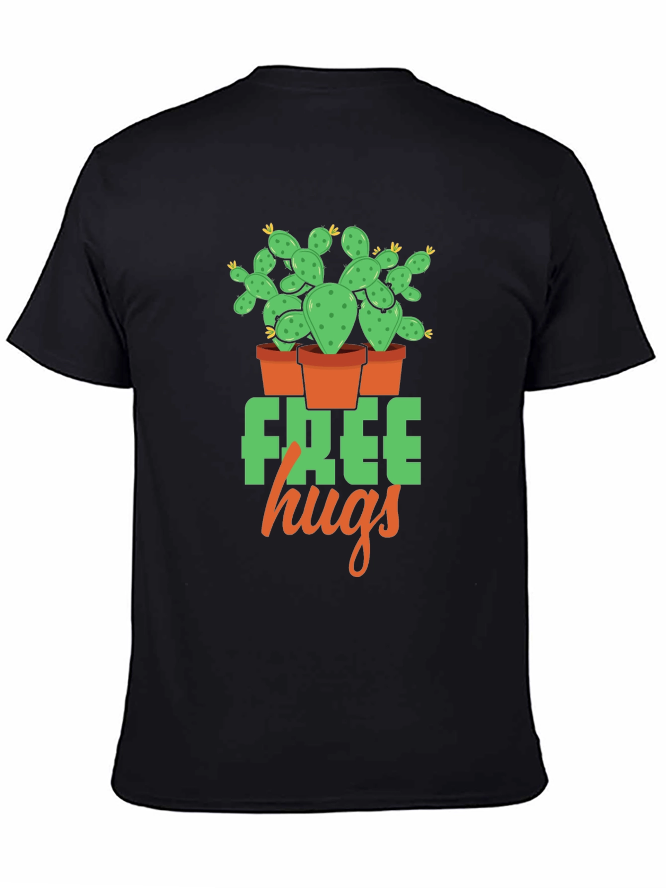 Black Free Hugs Cactus Graphic T-Shirt - Black view 4
