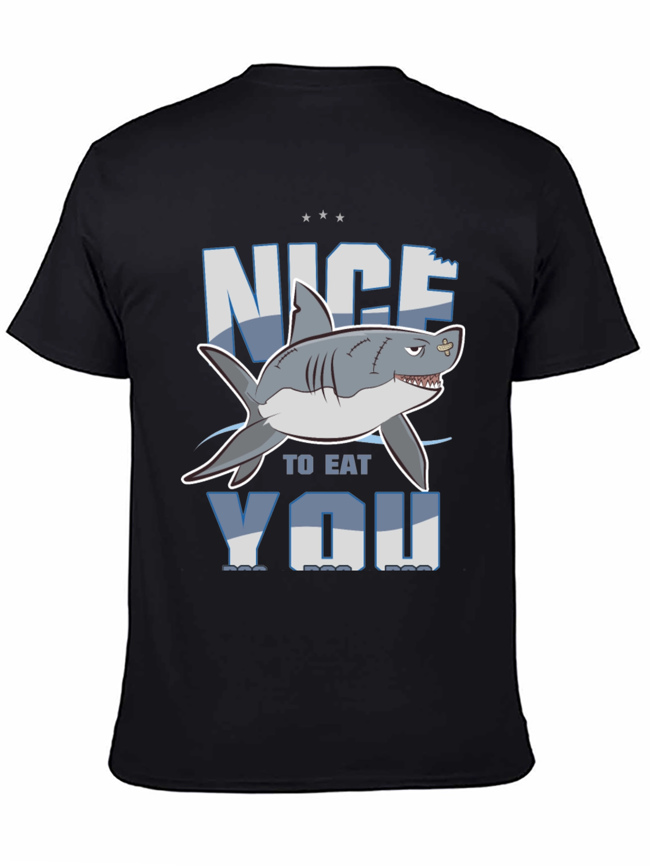 Black Nice to Eat You Shark Graphic T-Shirt view 4