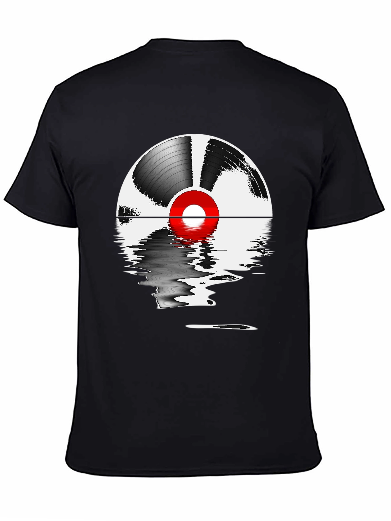 Black Vinyl Record Reflection Graphic Tee view 4