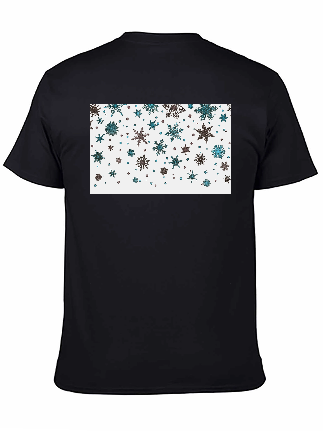 Black Snowflake Pattern Black T-Shirt view 4