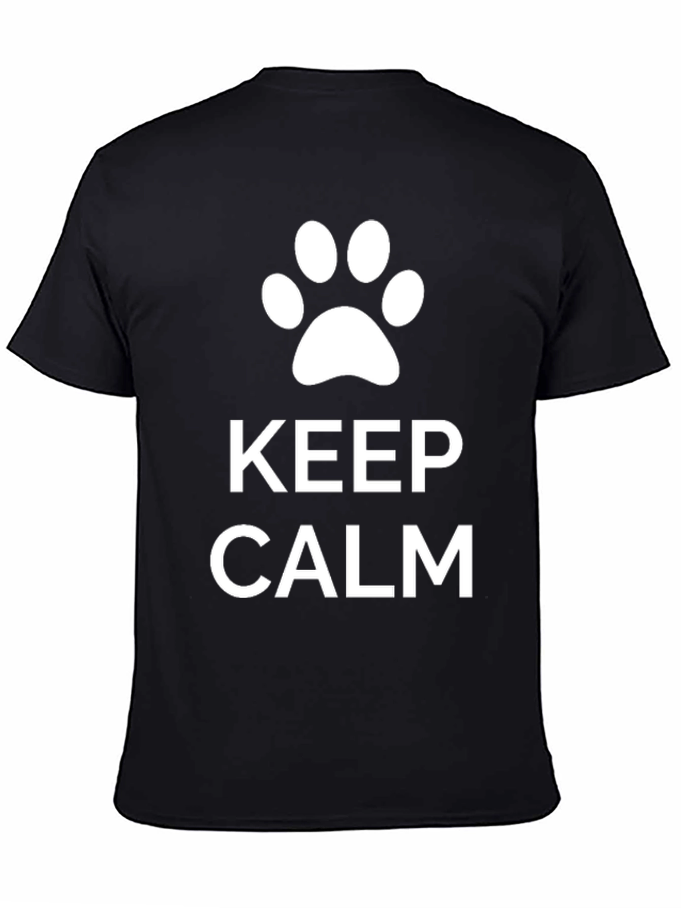 Black Keep Calm Dog Paw T-Shirt - Black Cotton Blend view 4