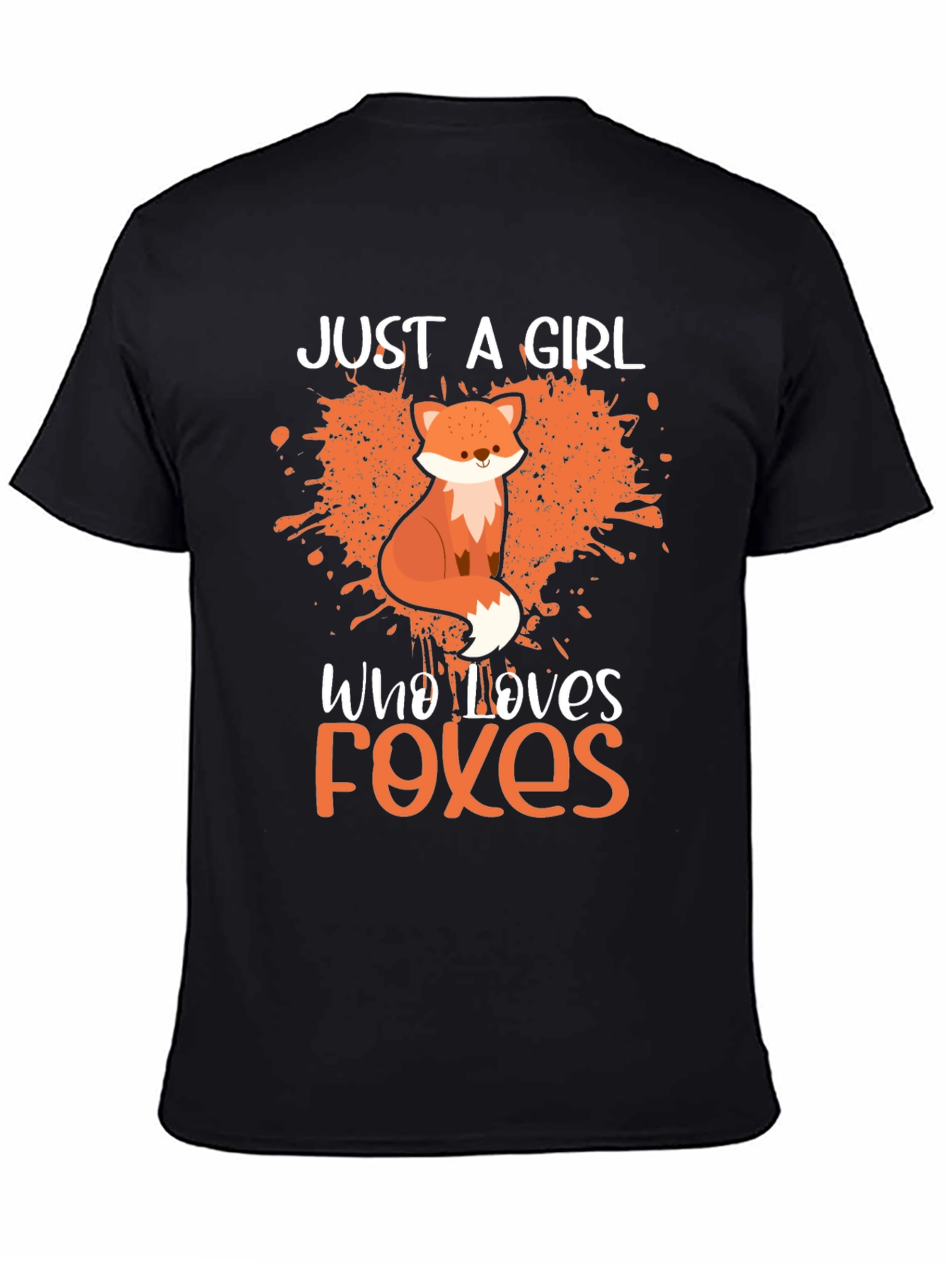 Black Just a Girl Who Loves Foxes T-Shirt - Novelty Tee view 4