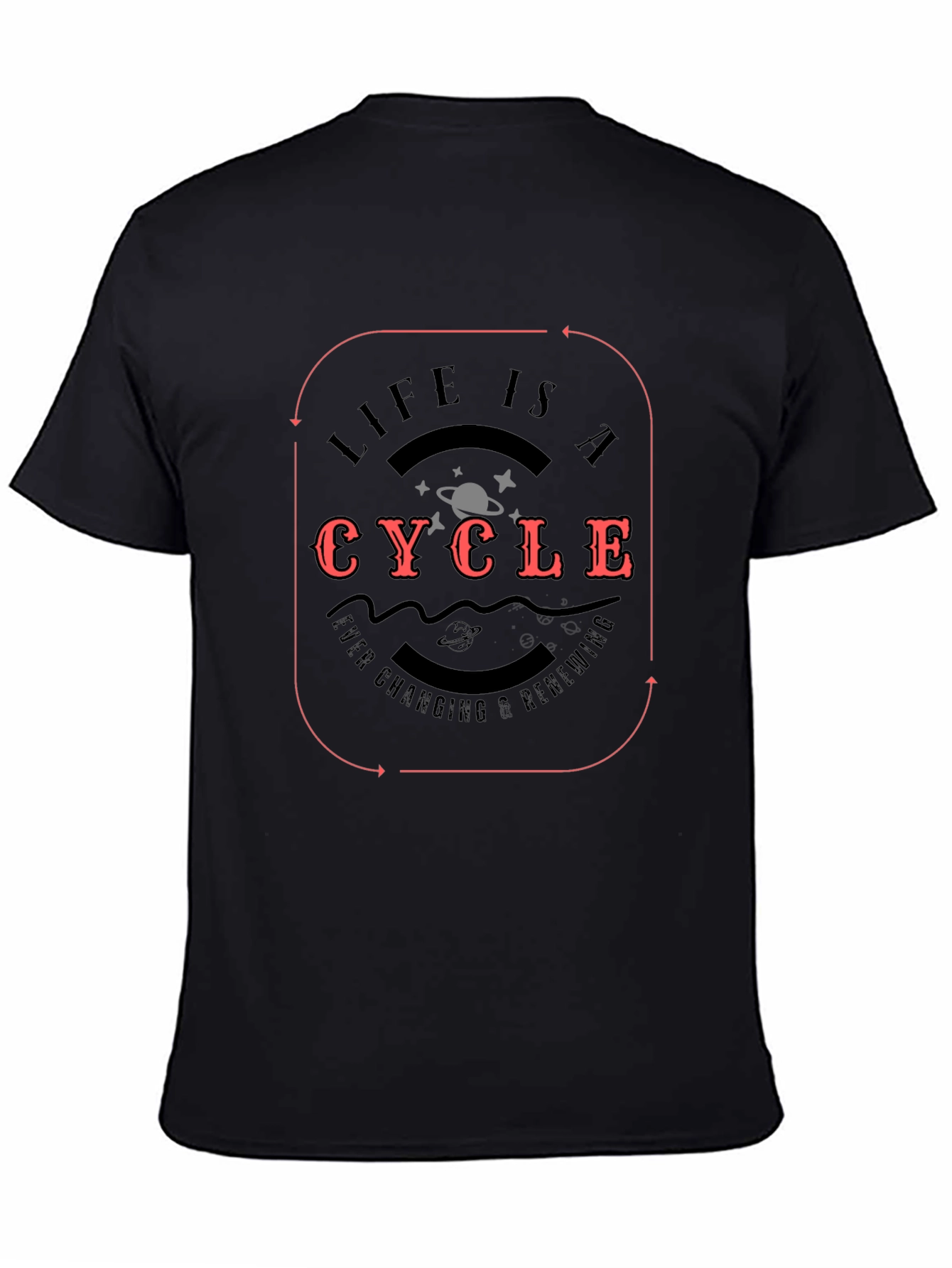Black Life is a Cycle Graphic T-Shirt - Black Cotton Blend view 4