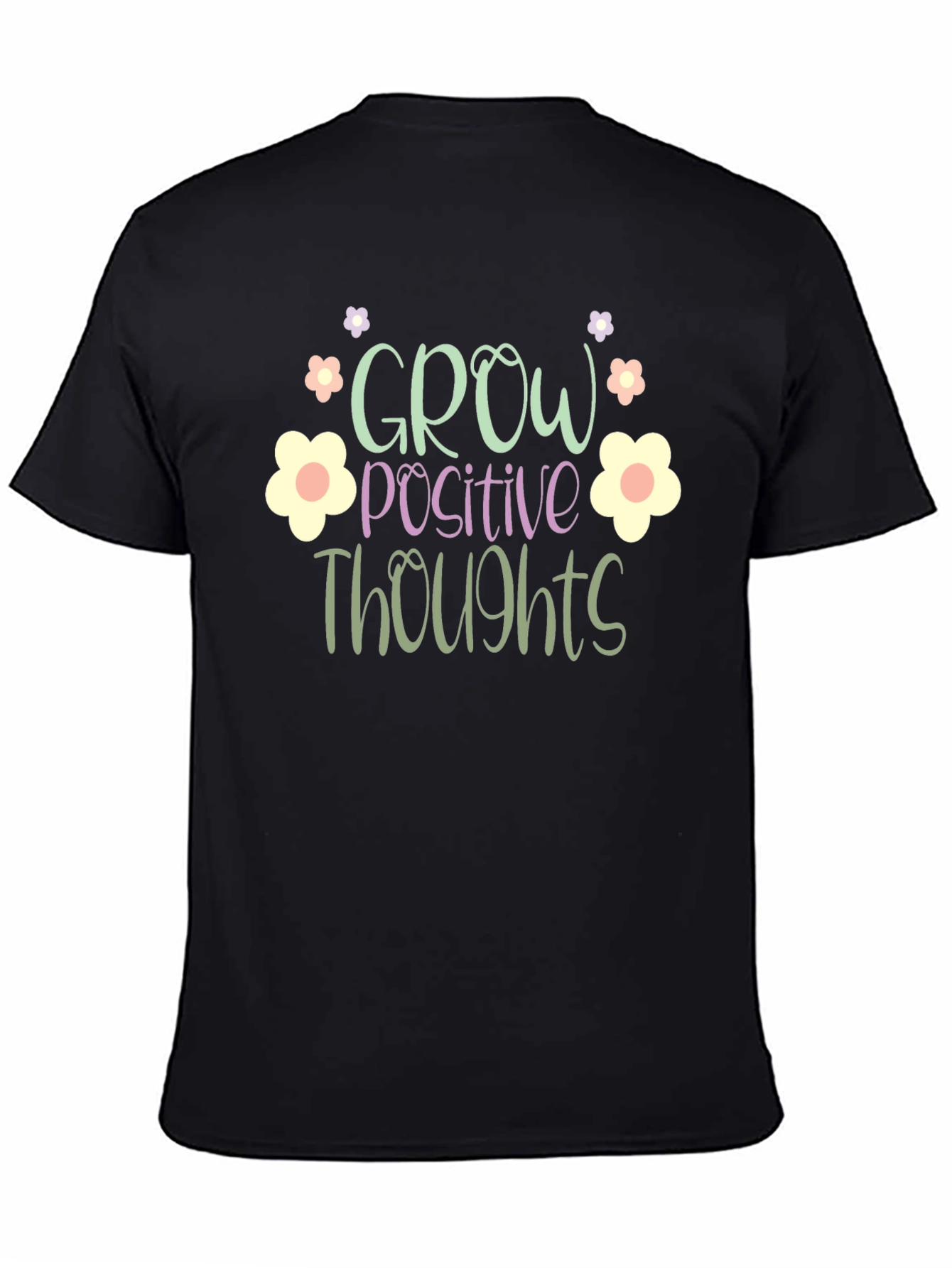 Black Grow Positive Thoughts Graphic Tee view 4