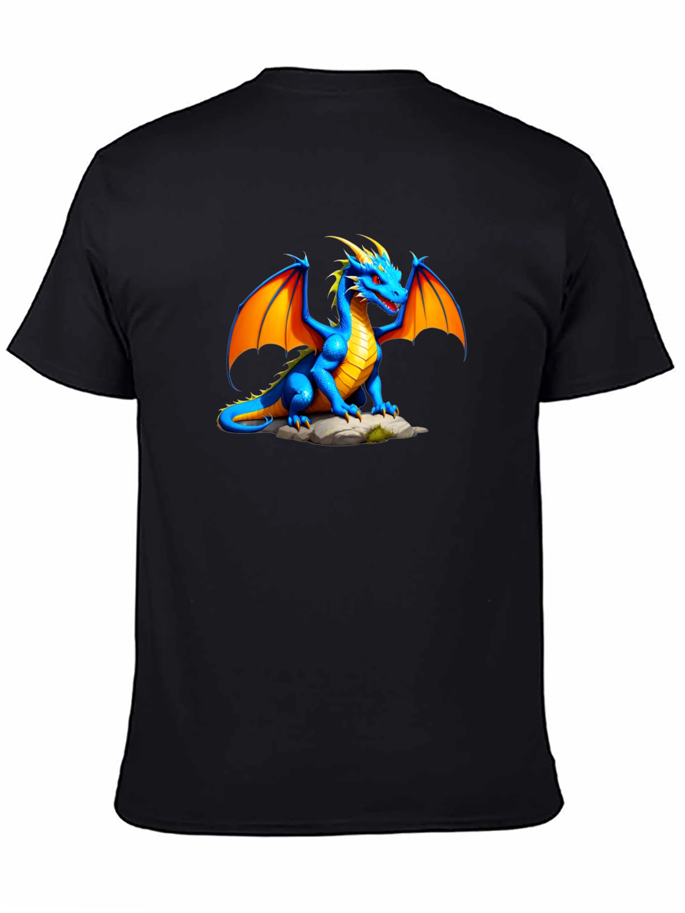 Black Blue Dragon Graphic Tee - Fantasy T-Shirt view 4