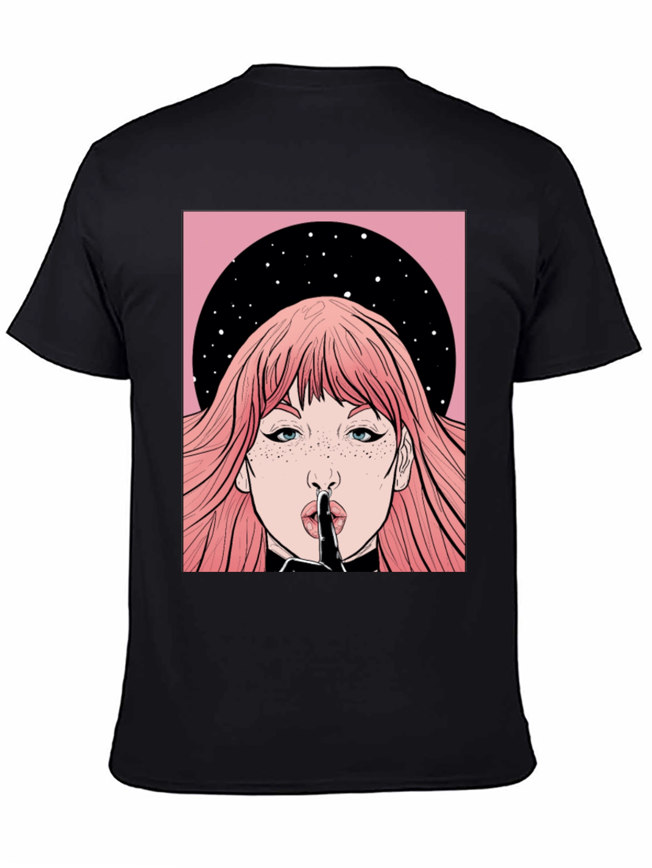 Shhh! Graphic Print Unisex Black T-Shirt - 4