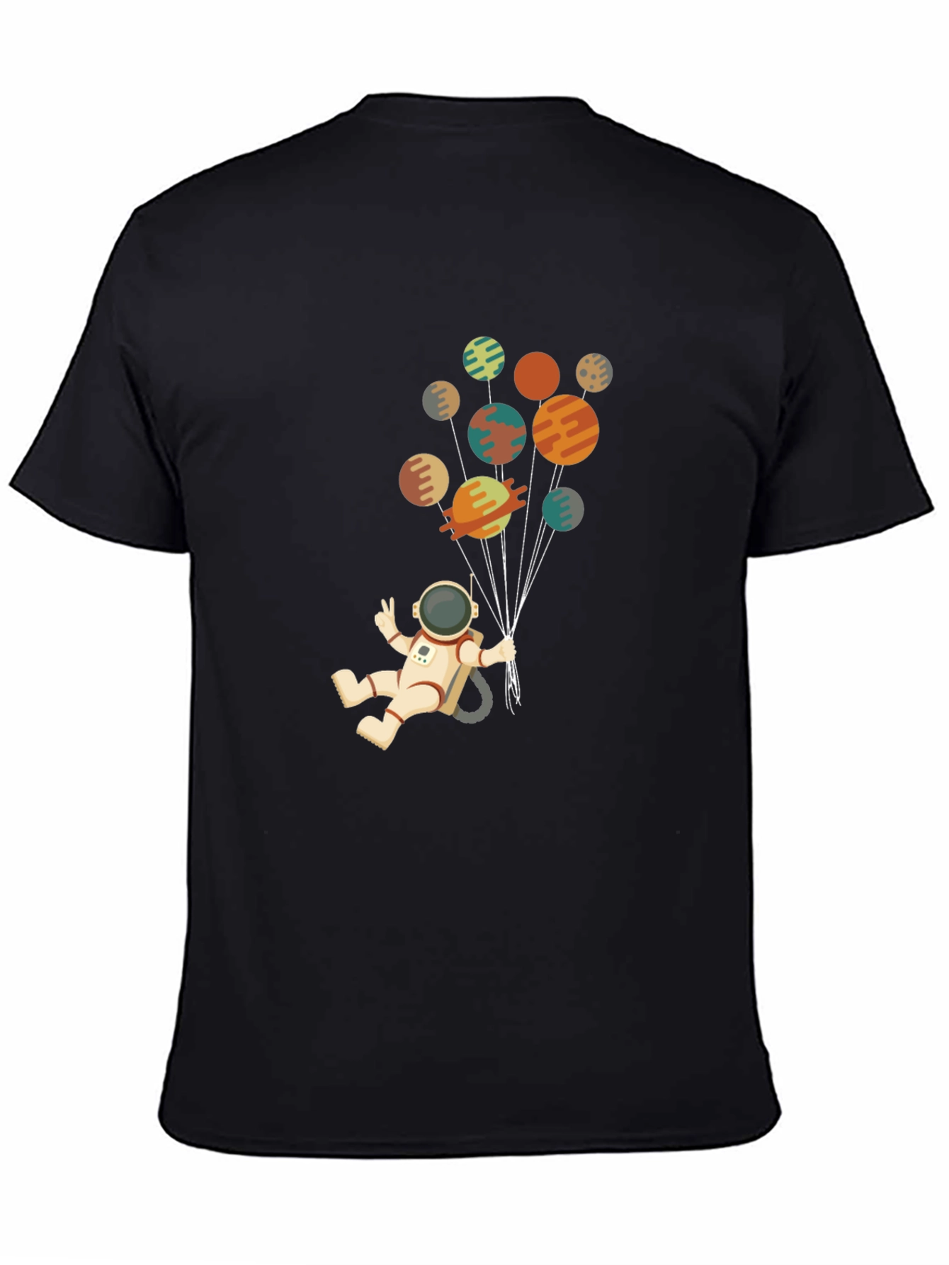 Black Astronaut Planets Graphic Tee - Black Cotton Blend view 4
