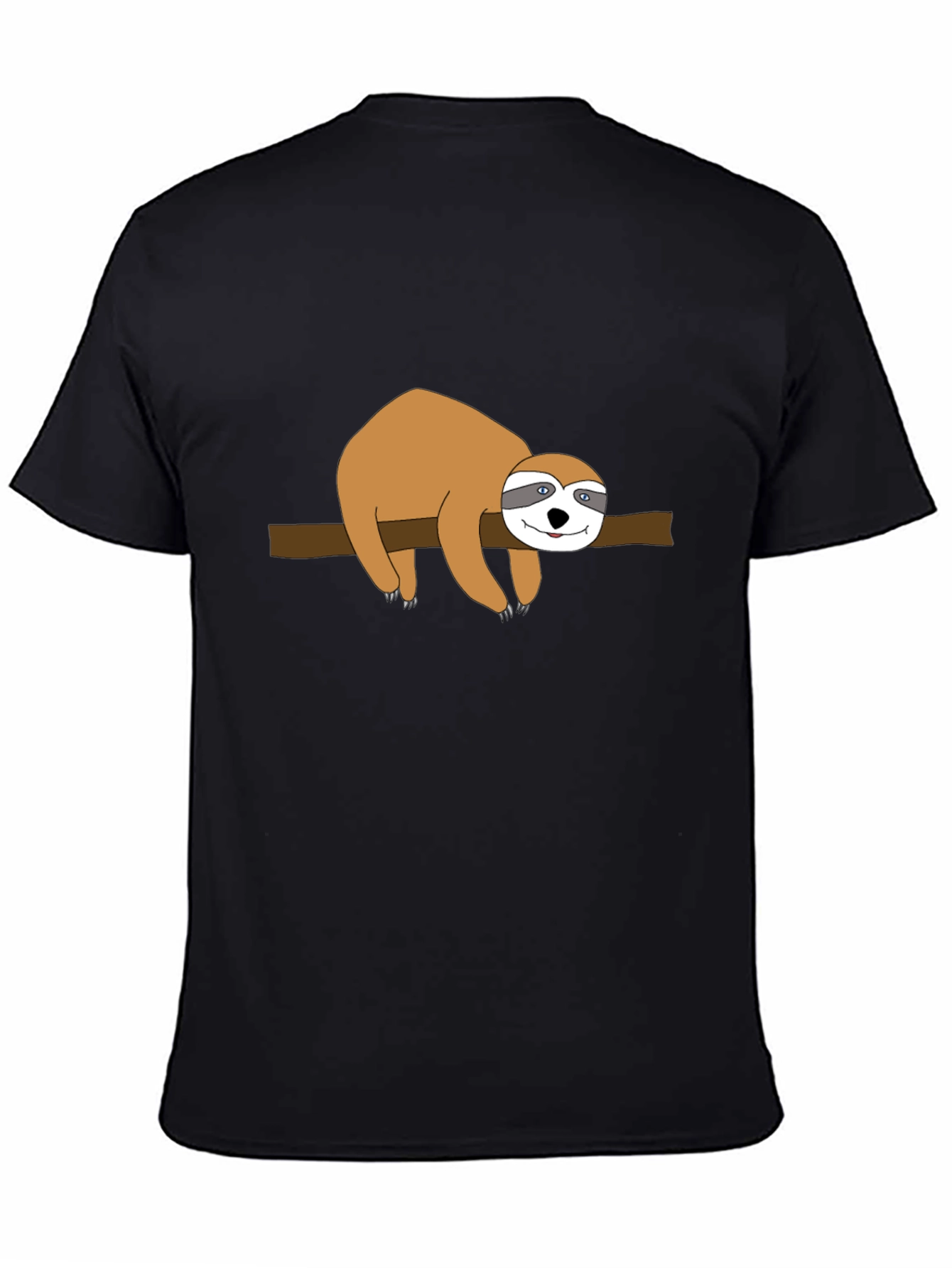 Black Sloth on Branch Graphic Tee - Black Cotton T-Shirt view 4