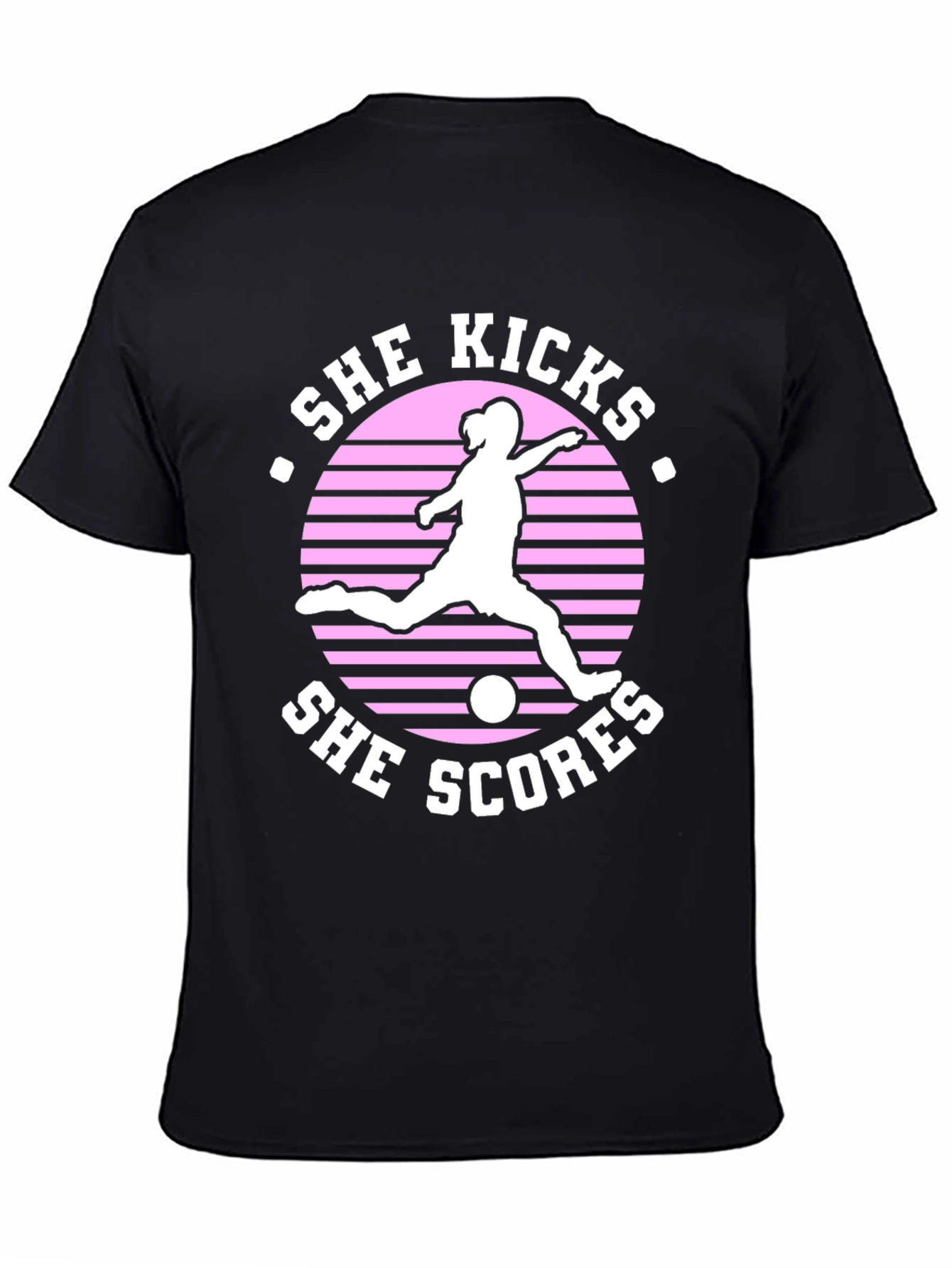 Black She Kicks She Scores Graphic T-Shirt view 4