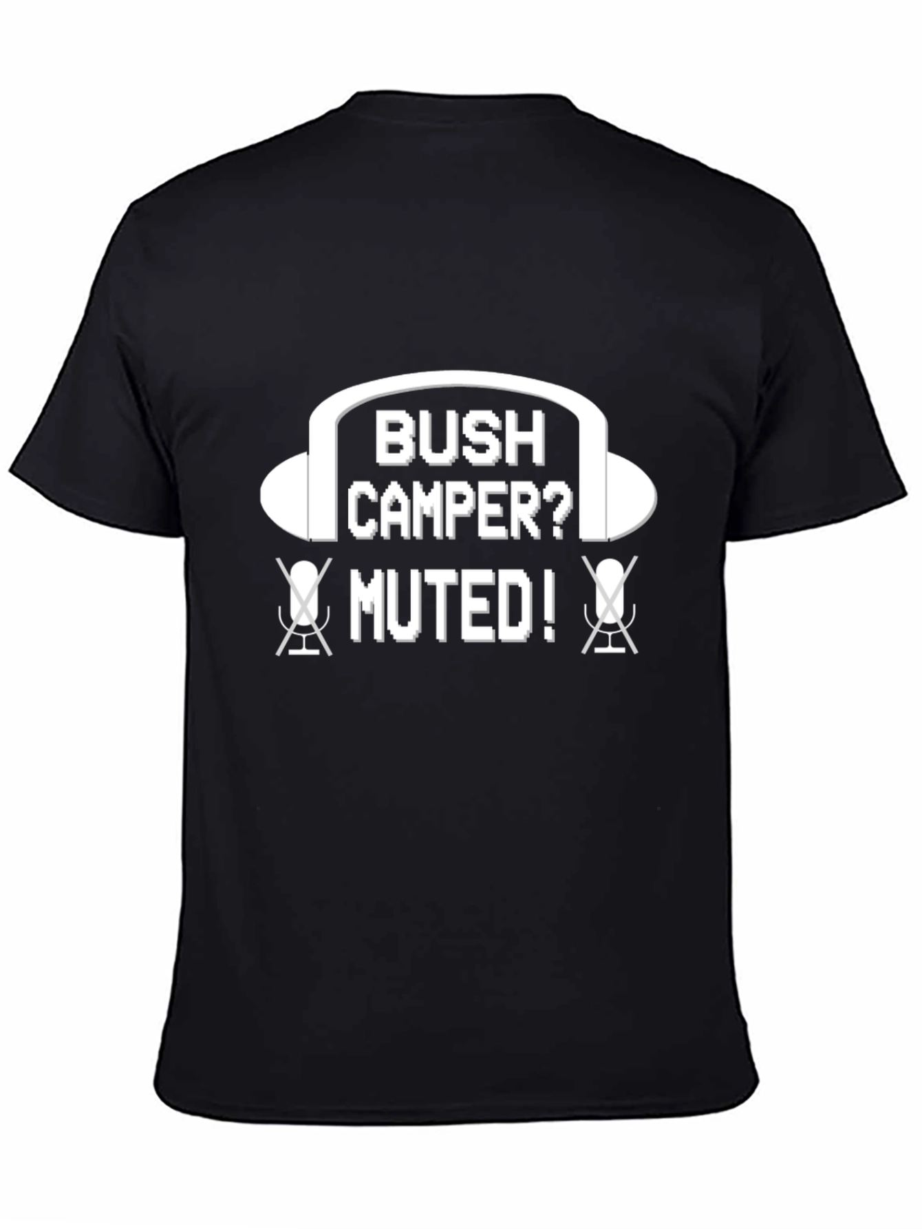 Black Bush Camper Muted Funny Gaming T-Shirt view 4
