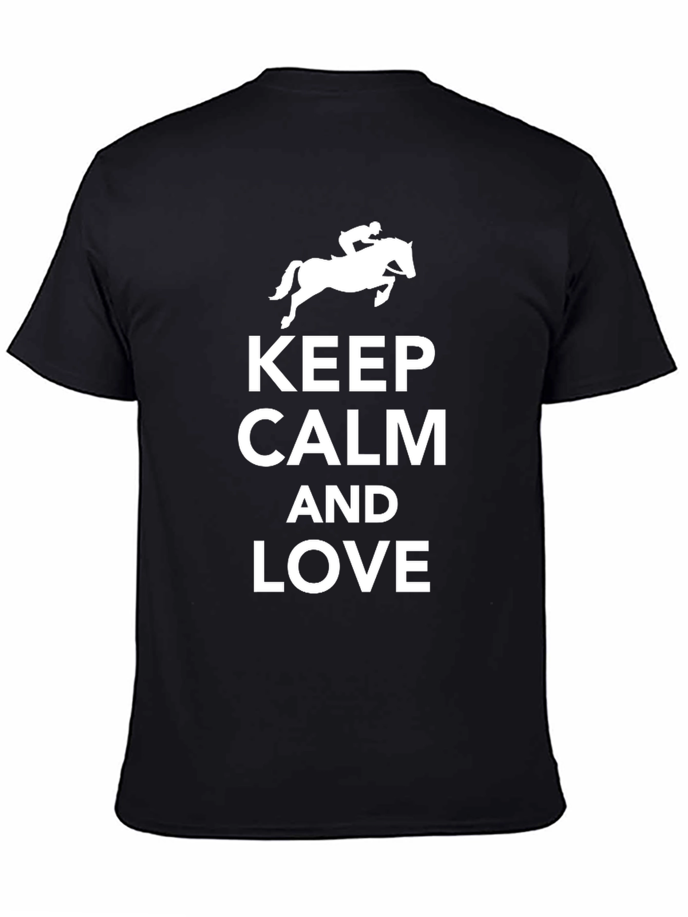 Black Keep Calm and Love Horses T-Shirt view 4