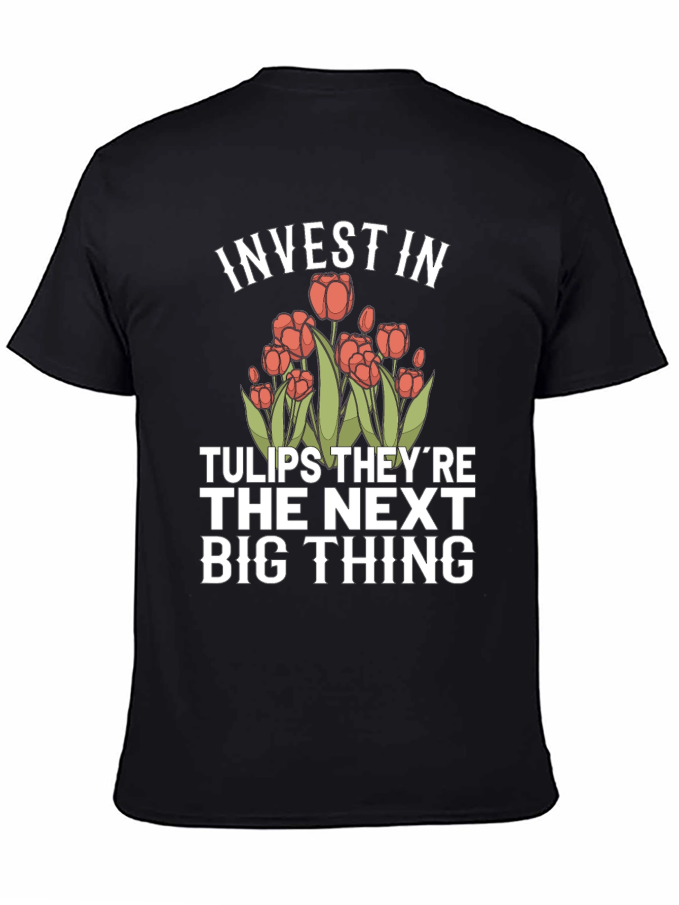Black Invest in Tulips Graphic T-Shirt view 4