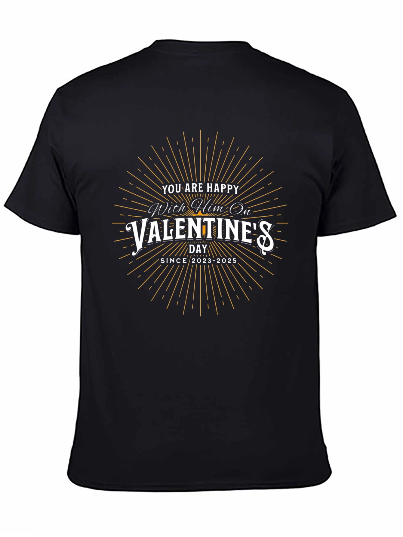 Black Happy Valentine's Day Graphic T-Shirt - Unisex view 4