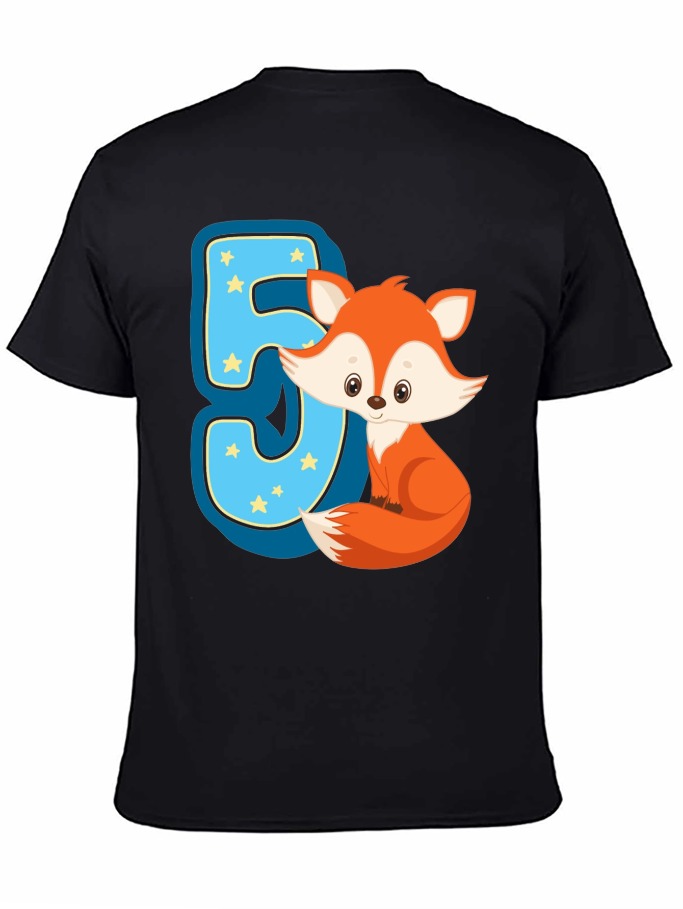 Black Fox 5th Birthday T-Shirt view 4