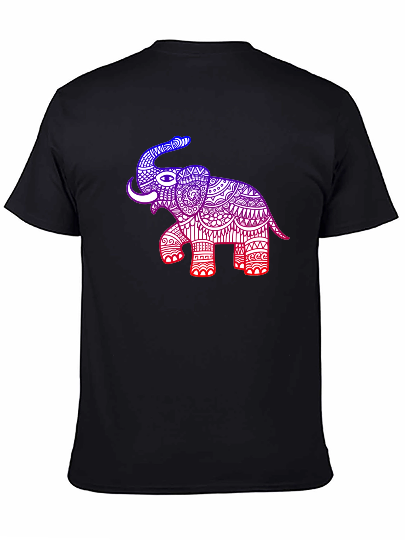 Black Elephant Graphic Tee - Black Cotton Blend Casual Shirt view 4