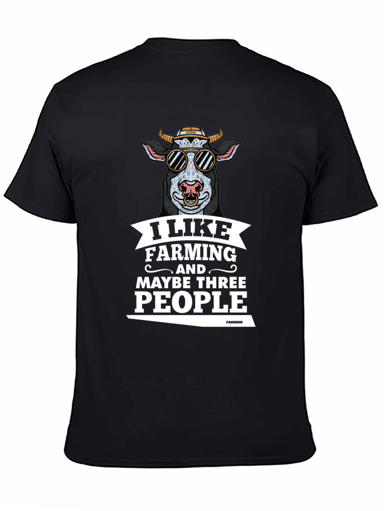 Black Farming Lover T-Shirt: Cool Cow Graphic Tee view 4