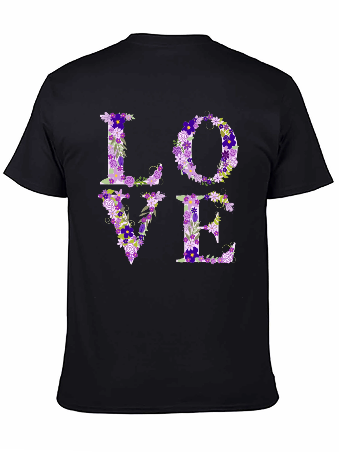 Black Floral LOVE Graphic Tee - Unisex Casual Shirt view 4