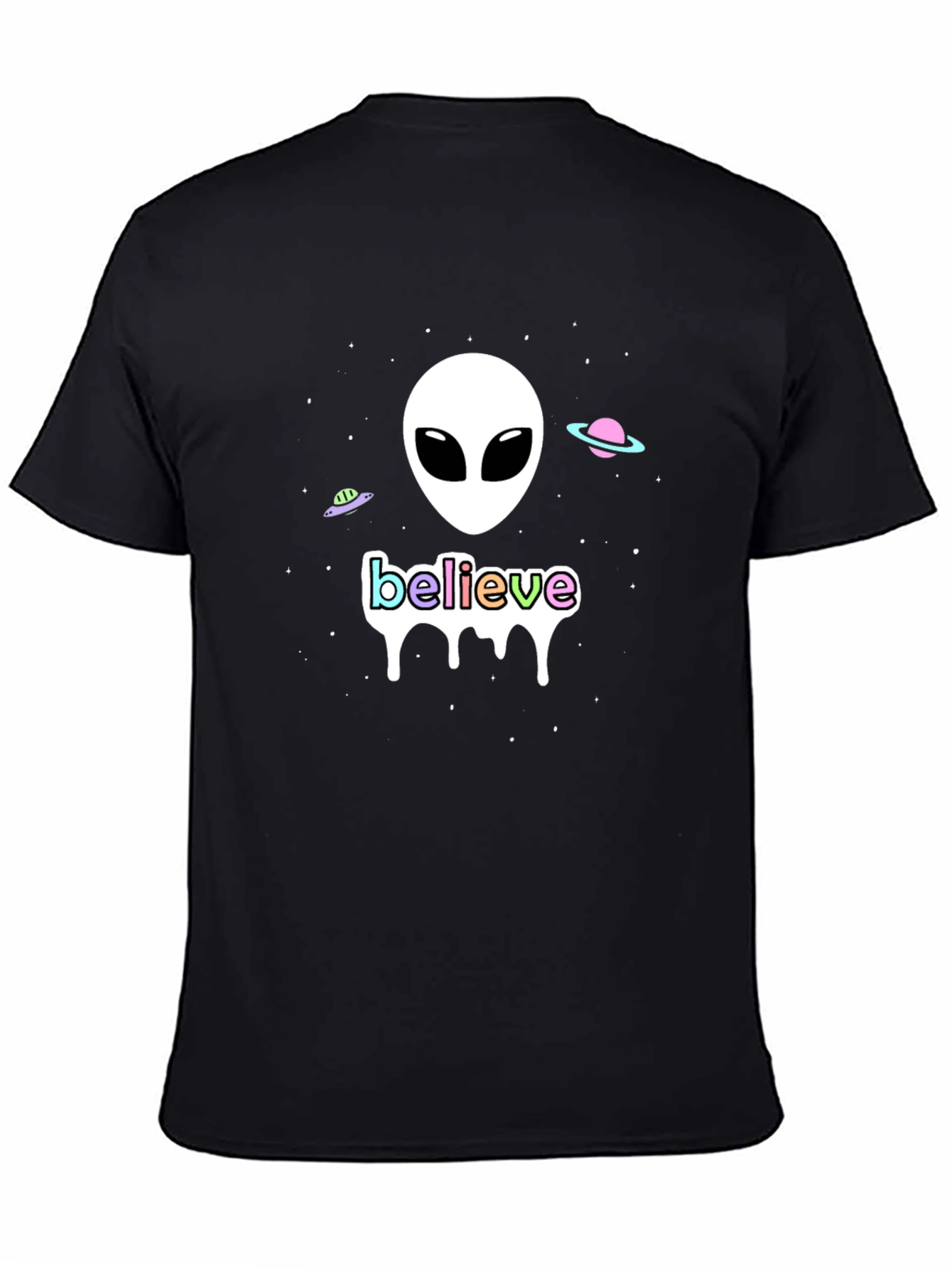 Black Believe Alien Graphic Tee - Men's Black T-Shirt view 4