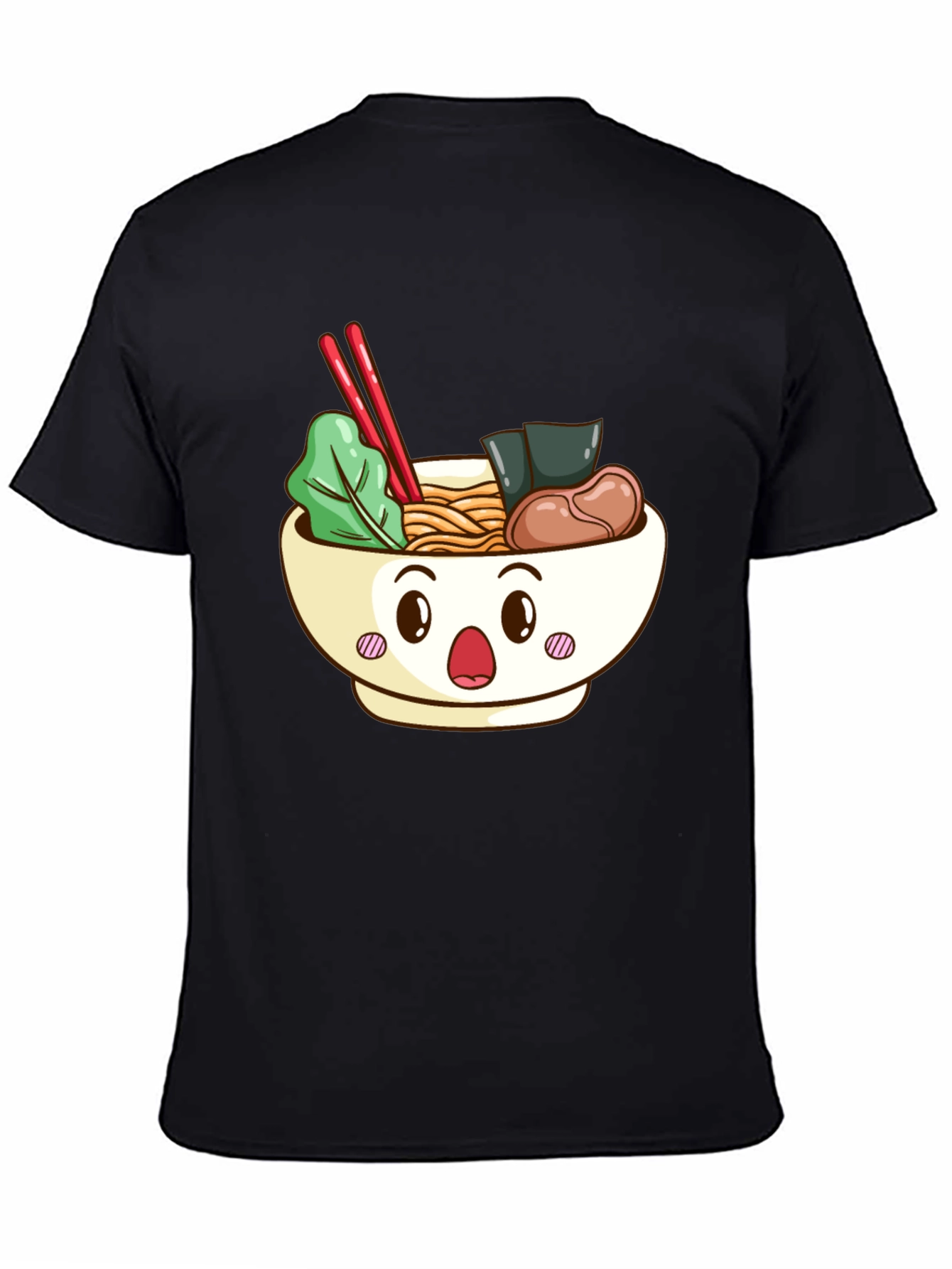 Black Cute Ramen Bowl Graphic T-Shirt - Black view 4