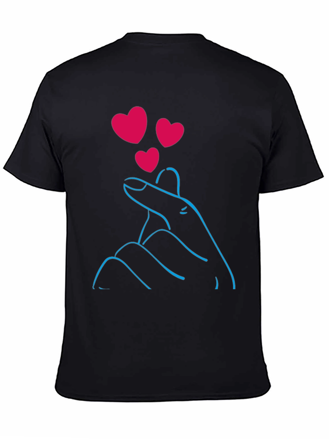 Black Heart Hand Gesture Graphic Tee view 4
