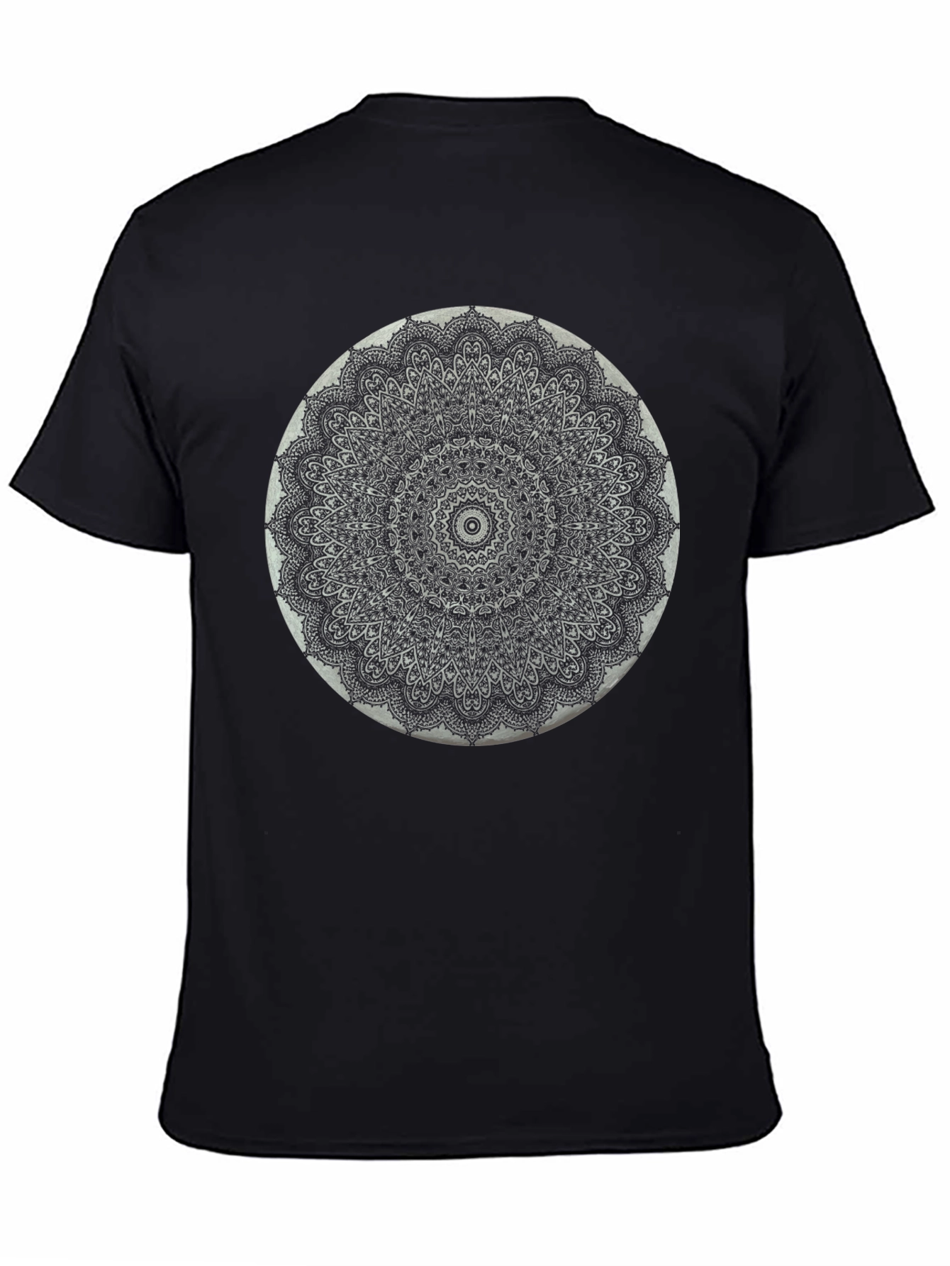 Black Black Mandala T-Shirt - Intricate Pattern Tee view 4