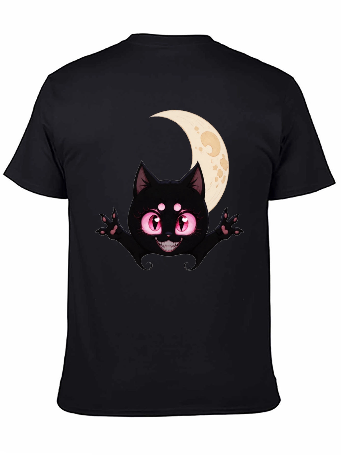 Black Black Cat Moon T-Shirt - Halloween Style view 4