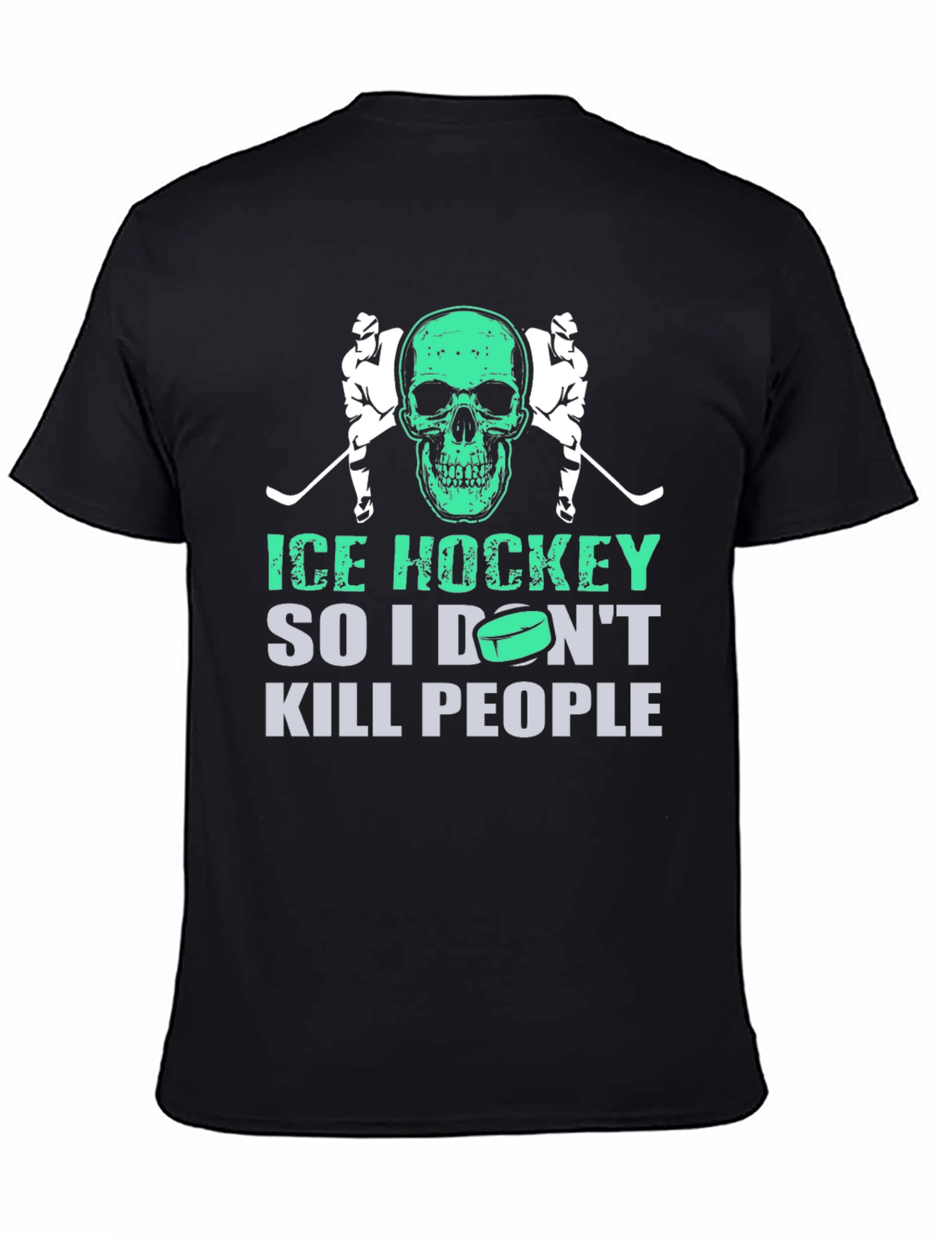 Black Ice Hockey Skull Graphic T-Shirt view 4