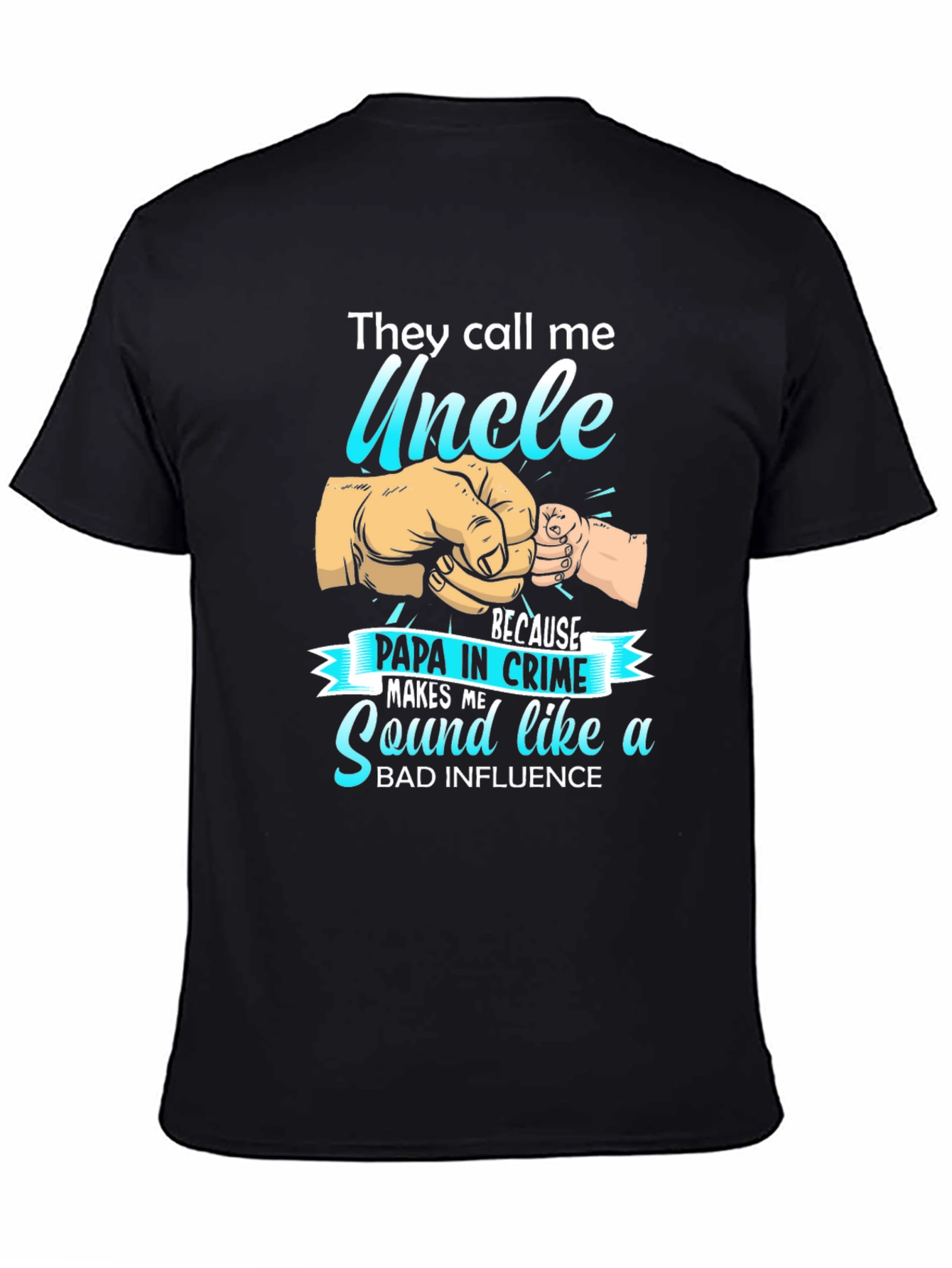 Black Uncle Papa in Crime Graphic T-Shirt view 4