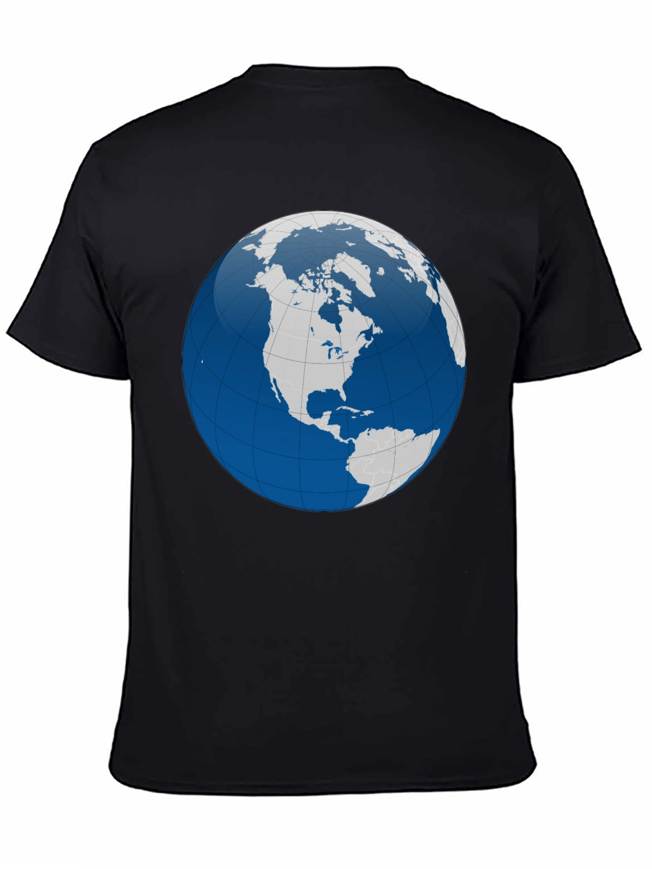 Black Globe Graphic T-Shirt - Black Cotton Tee view 4
